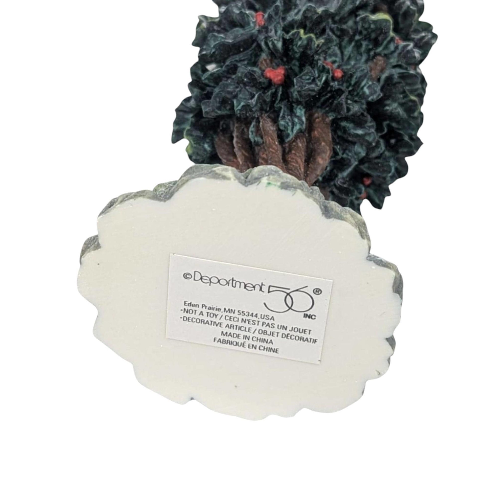 Vintage Dept 56 Holly Tree Figurine: 7" Christmas Village Accessory