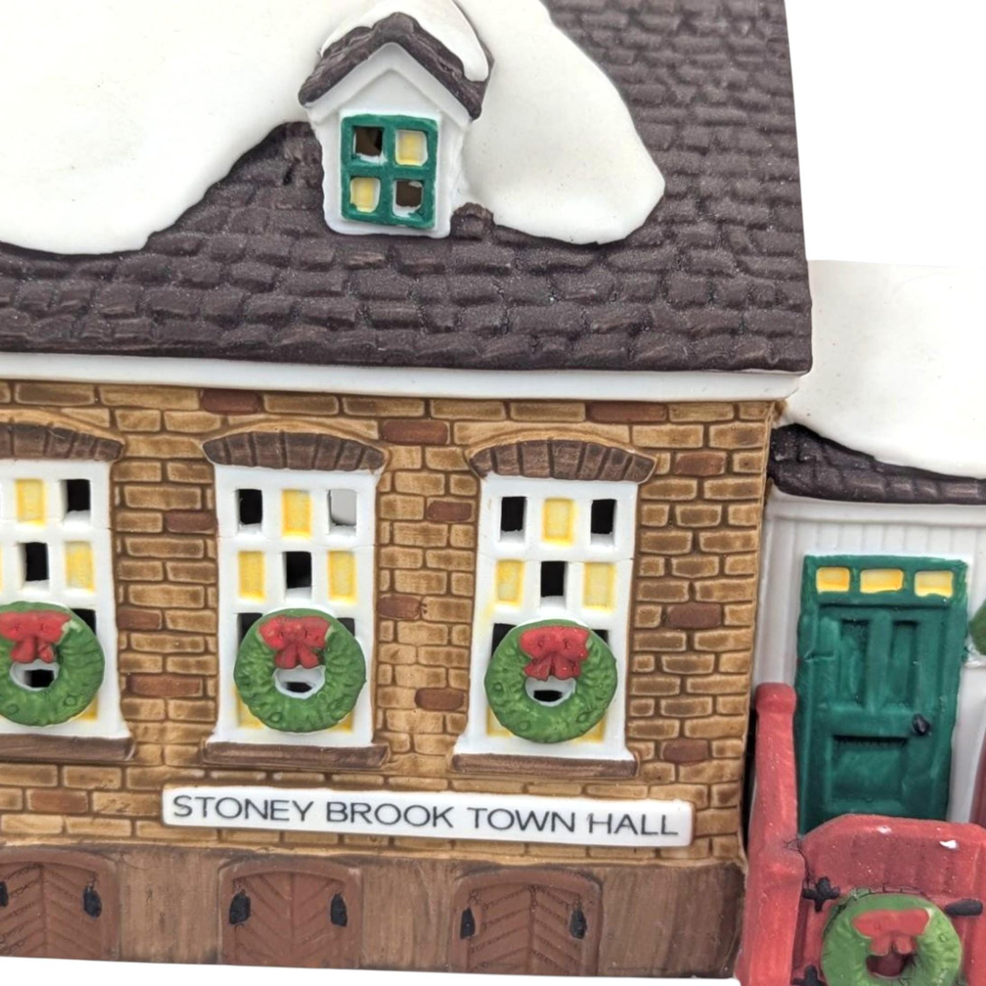 Vintage Dept 56 Stony Brook Town Hall: Lighted Porcelain New England Village