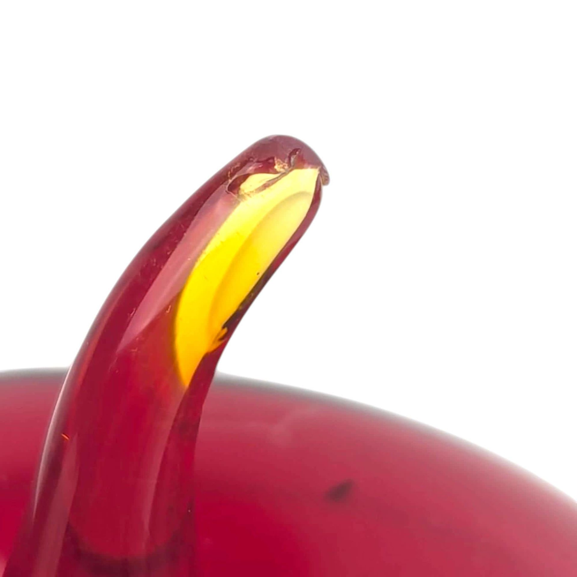 Vintage Hand Blown Art Glass Apple Paperweight: Mid Century Modern Desk Decor