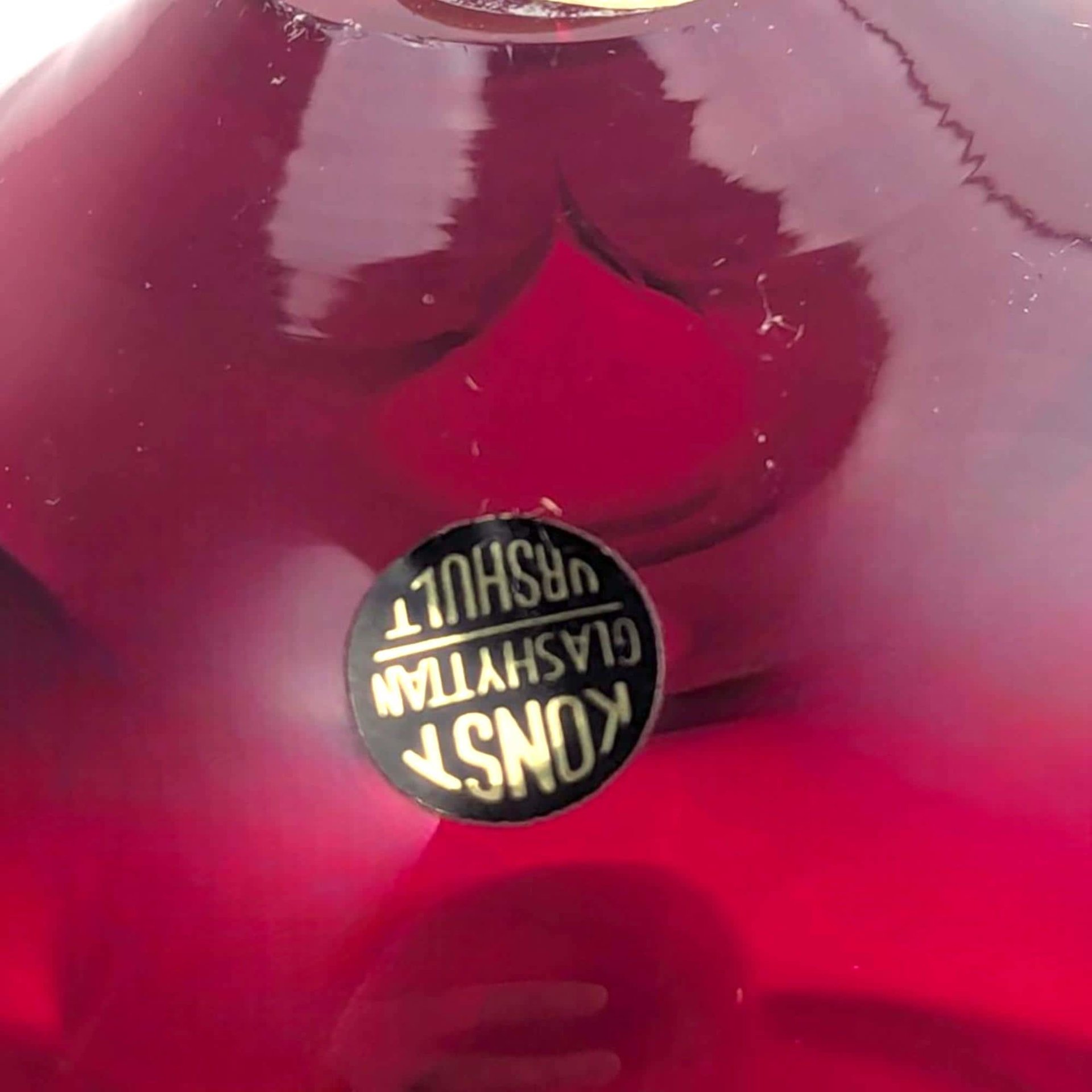 Vintage Hand Blown Art Glass Apple Paperweight: Mid Century Modern Desk Decor