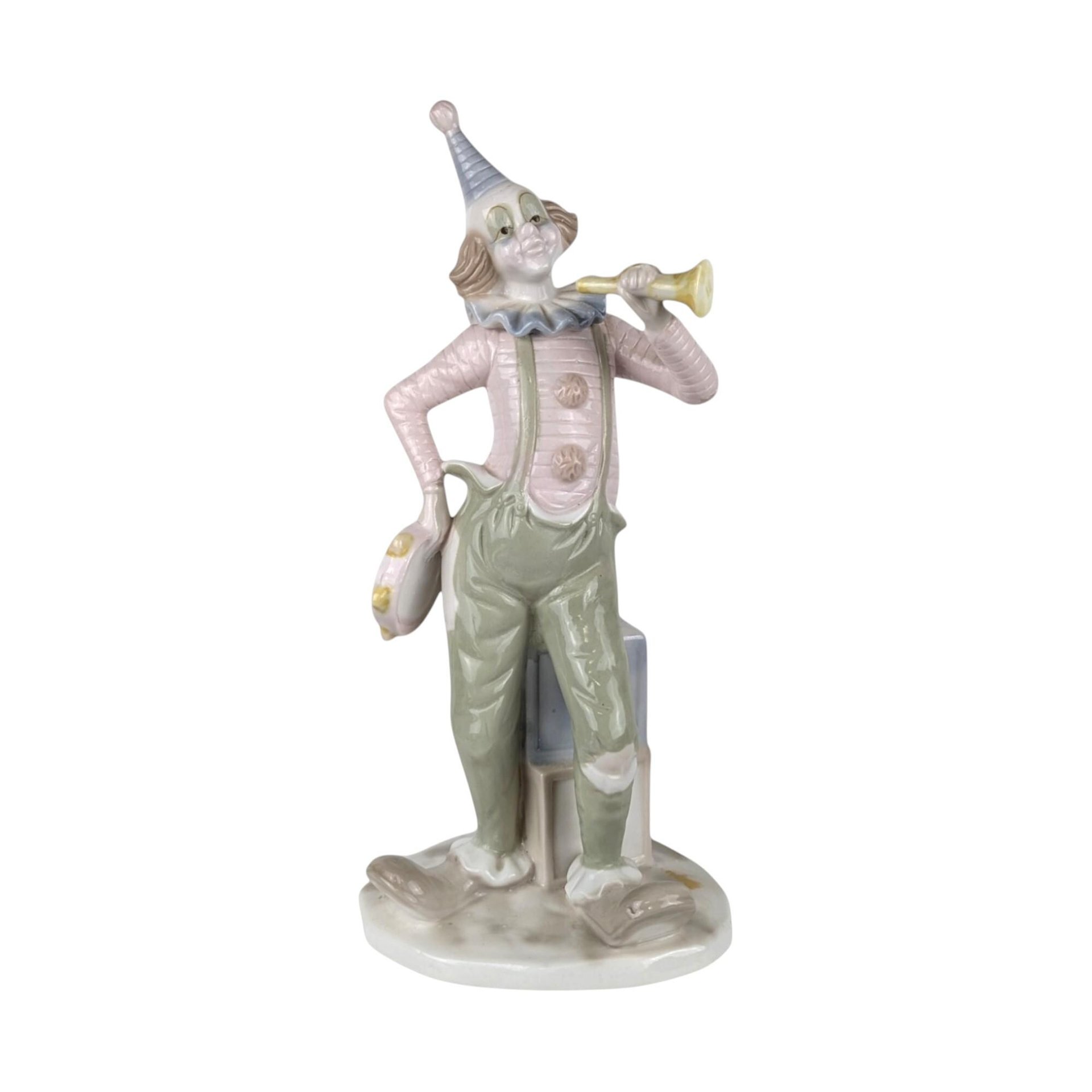 Vintage Porcelain Clown Figurine: 12" Collectible Circus Decor