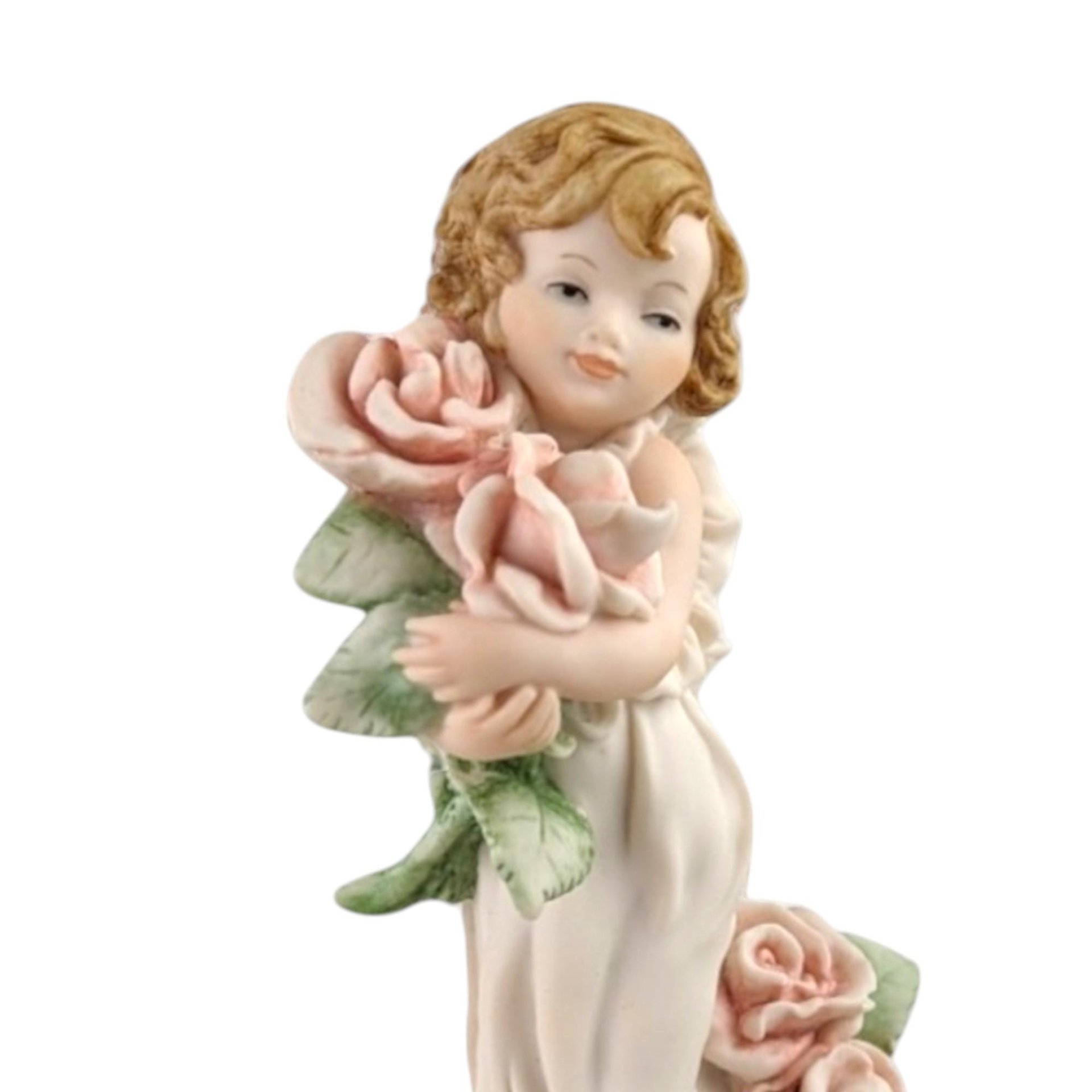 Vintage Florence Rosette Figurine: Giuseppe Armani Porcelain Girl with Roses
