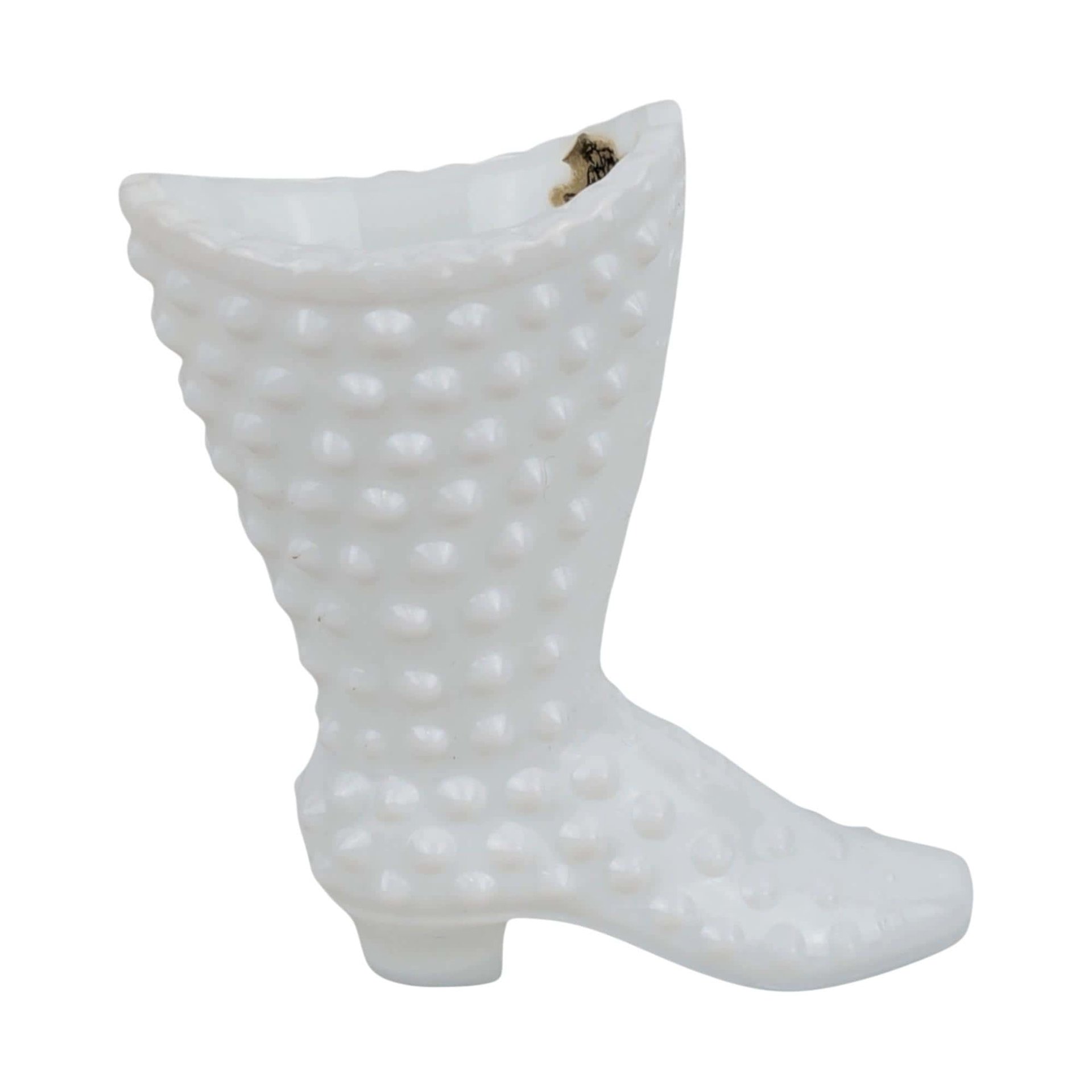 Vintage Fenton Hobnail Milk Glass Boot: Small Planter Trinket Dish