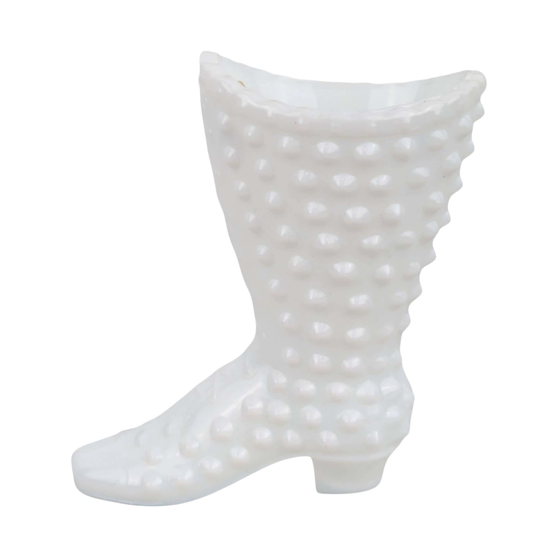 Vintage Fenton Hobnail Milk Glass Boot: Small Planter Trinket Dish