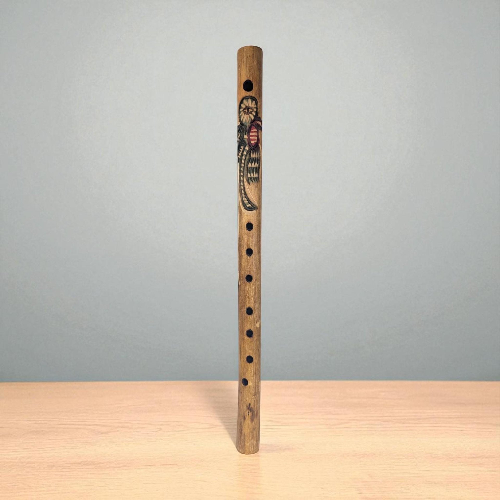 Handmade Carved Inca Quena Flute: Andean Folk Art Instrument