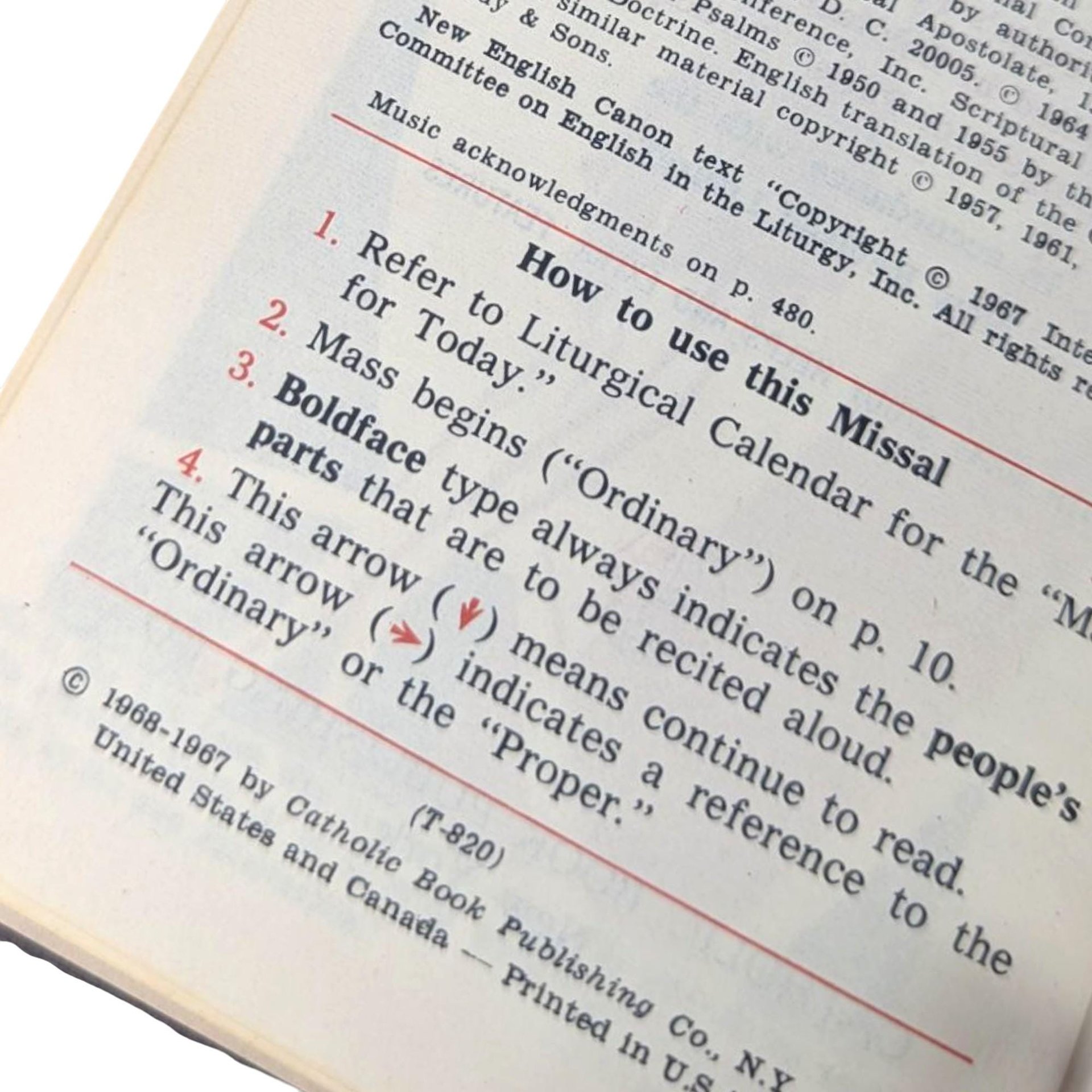 Vintage 1968 Saint Joseph Sunday Missal: Catholic Mass Hymnal, English Liturgy