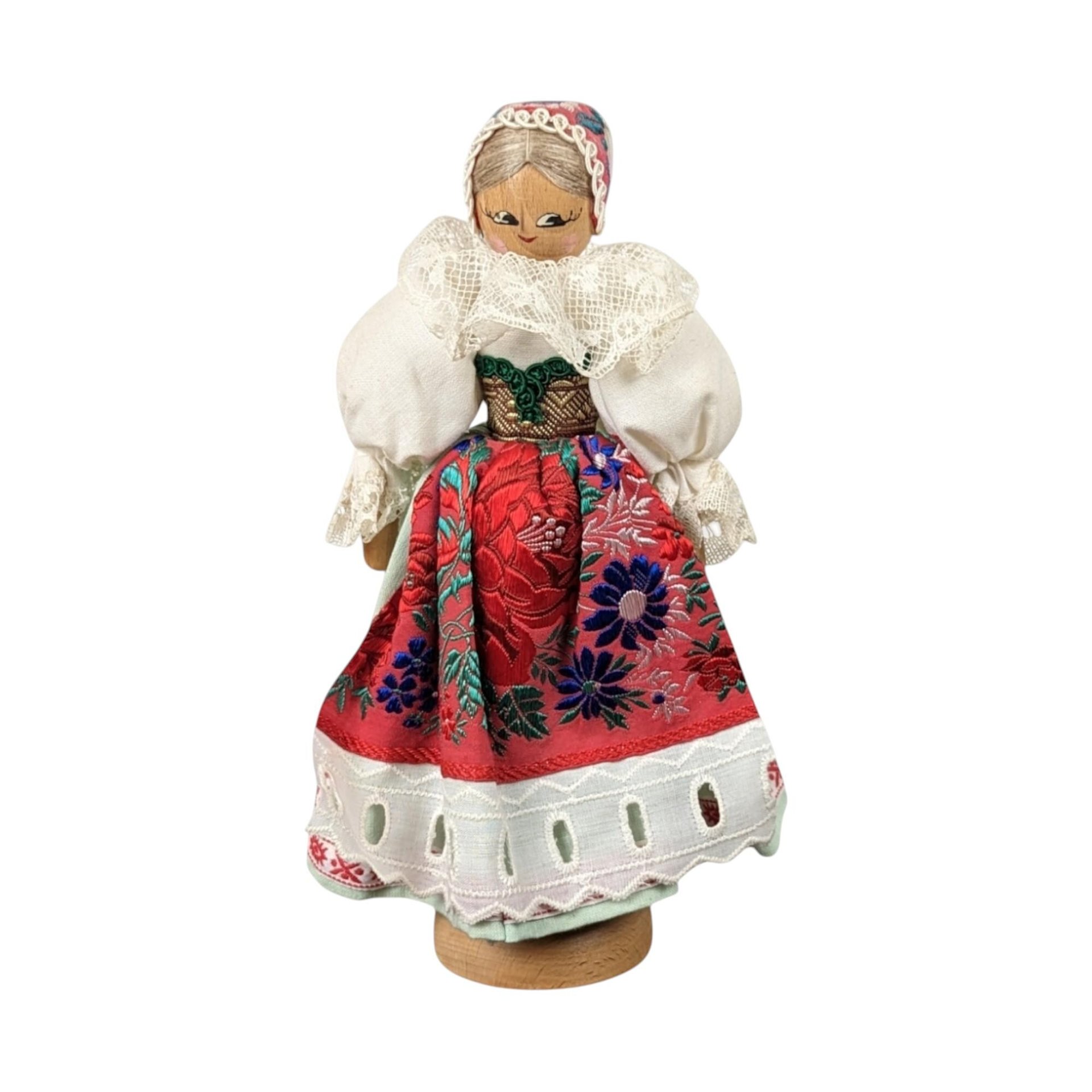 Vintage Wooden Folk Art Doll: Collectible Eastern European Figurine