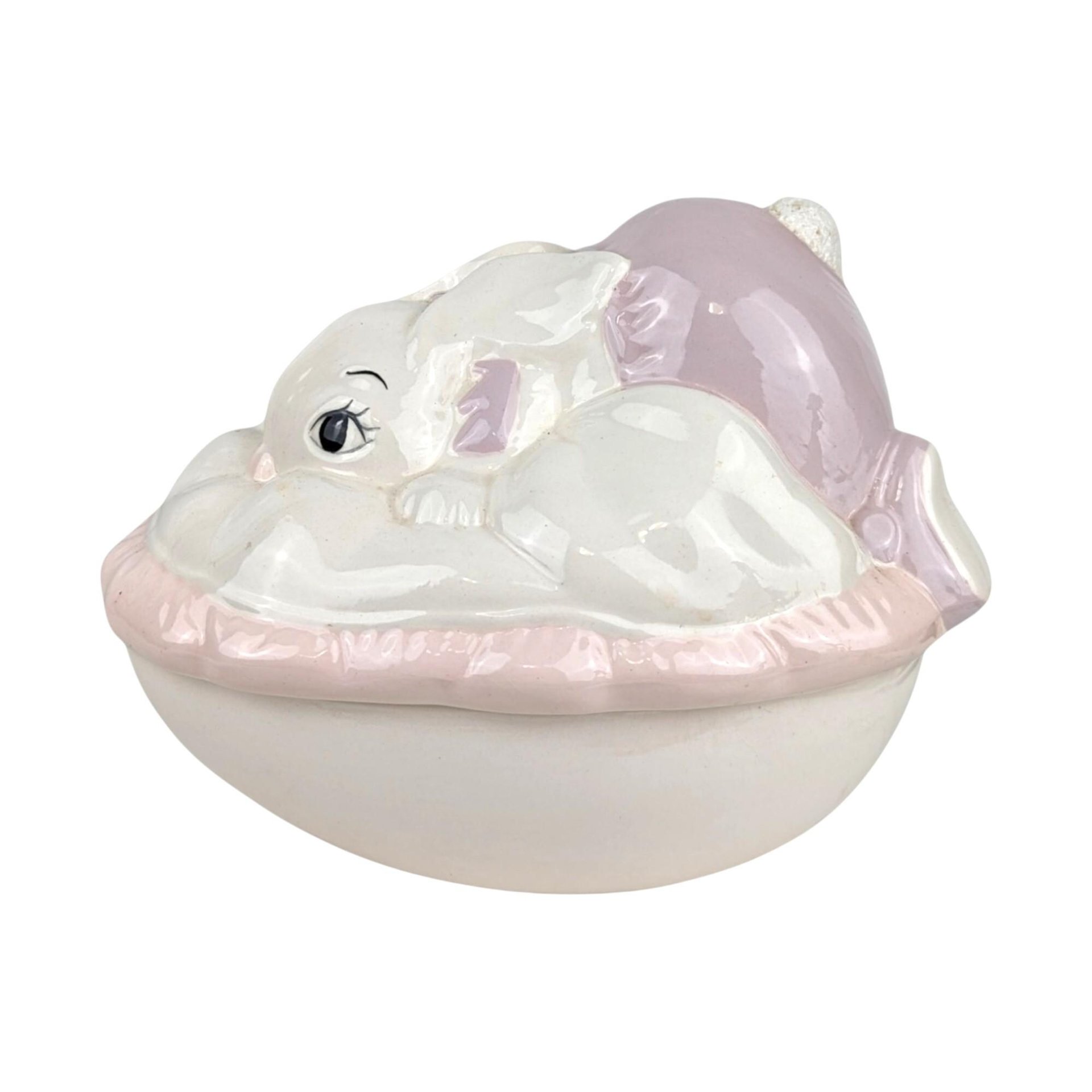 Vintage Hand Painted Easter Bunny Bowl: Ceramic Spring Decor