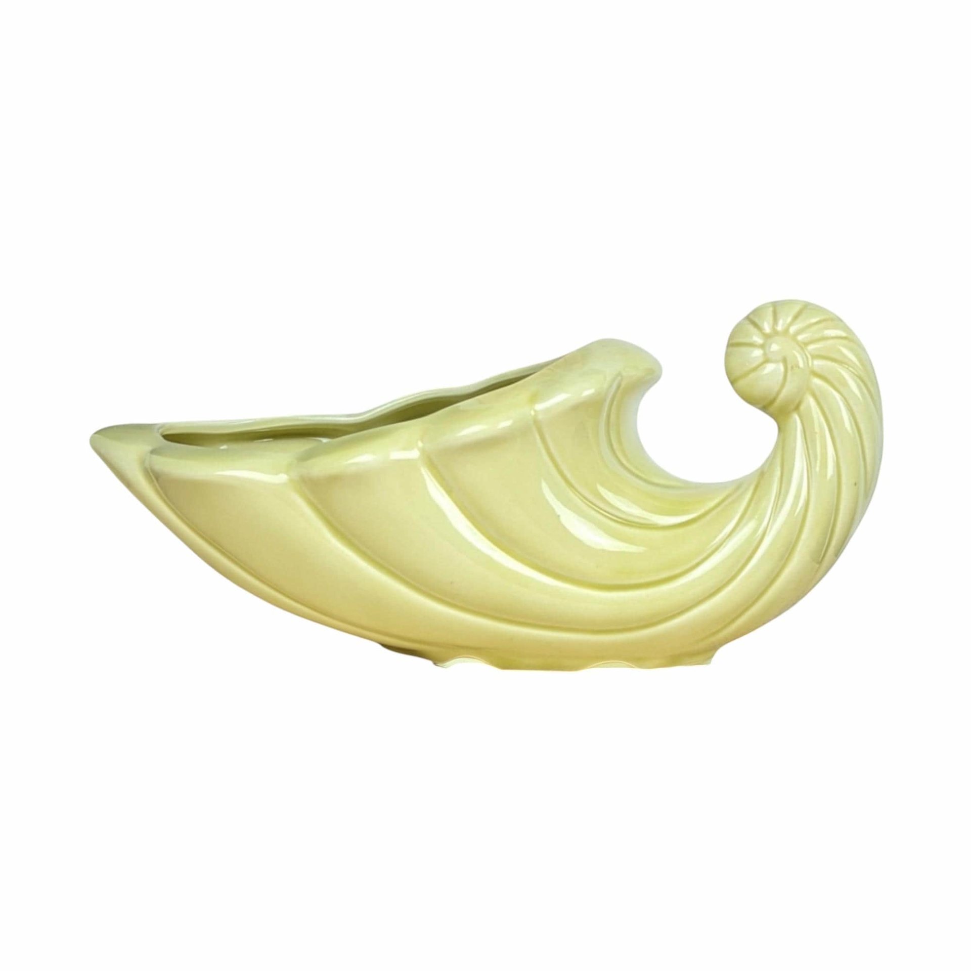 Vintage Yellow Ceramic Cornucopia Planter: Retro Home Decor