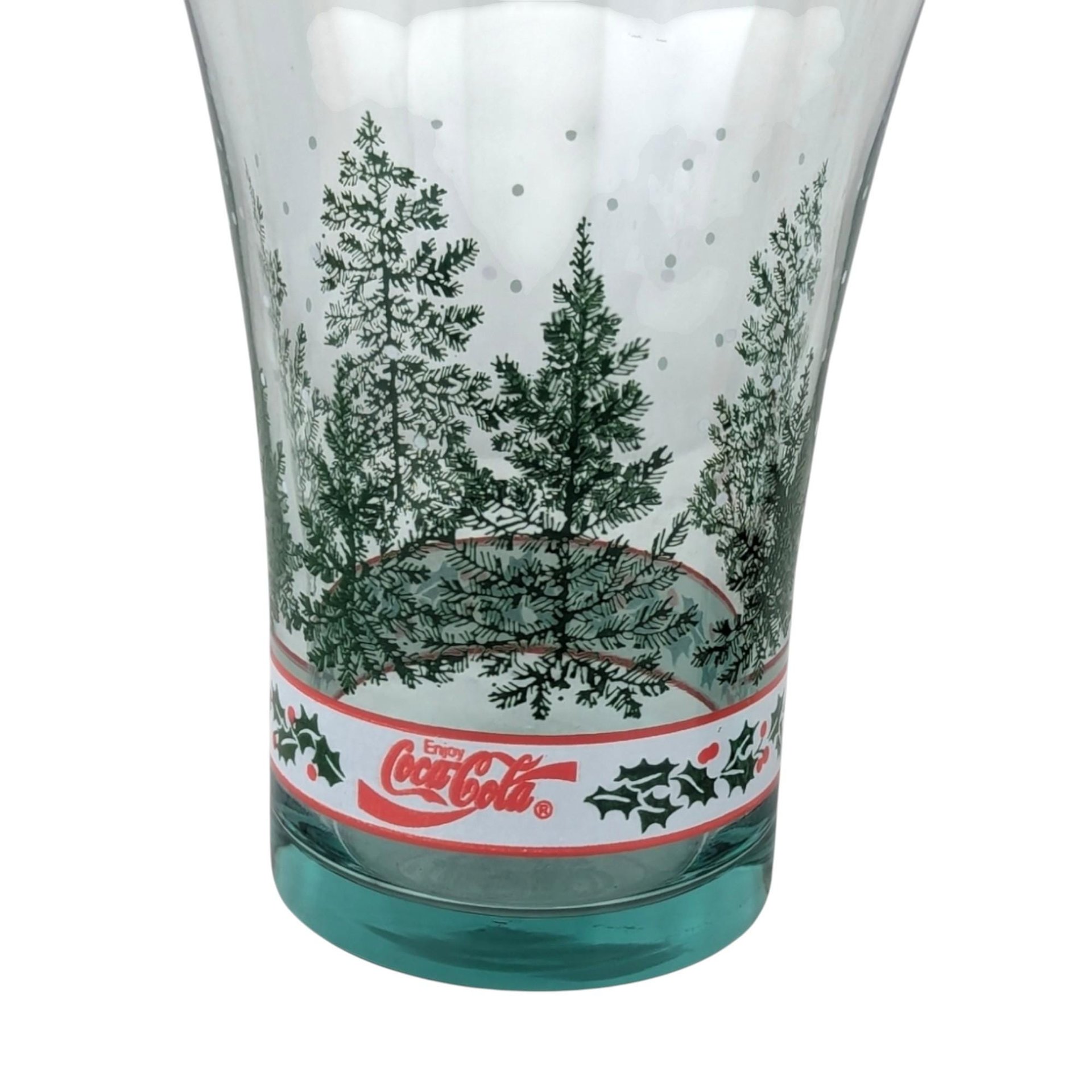 Vintage Coca-Cola Christmas Glasses (Set of 4) - Pine Cone & Tree Design