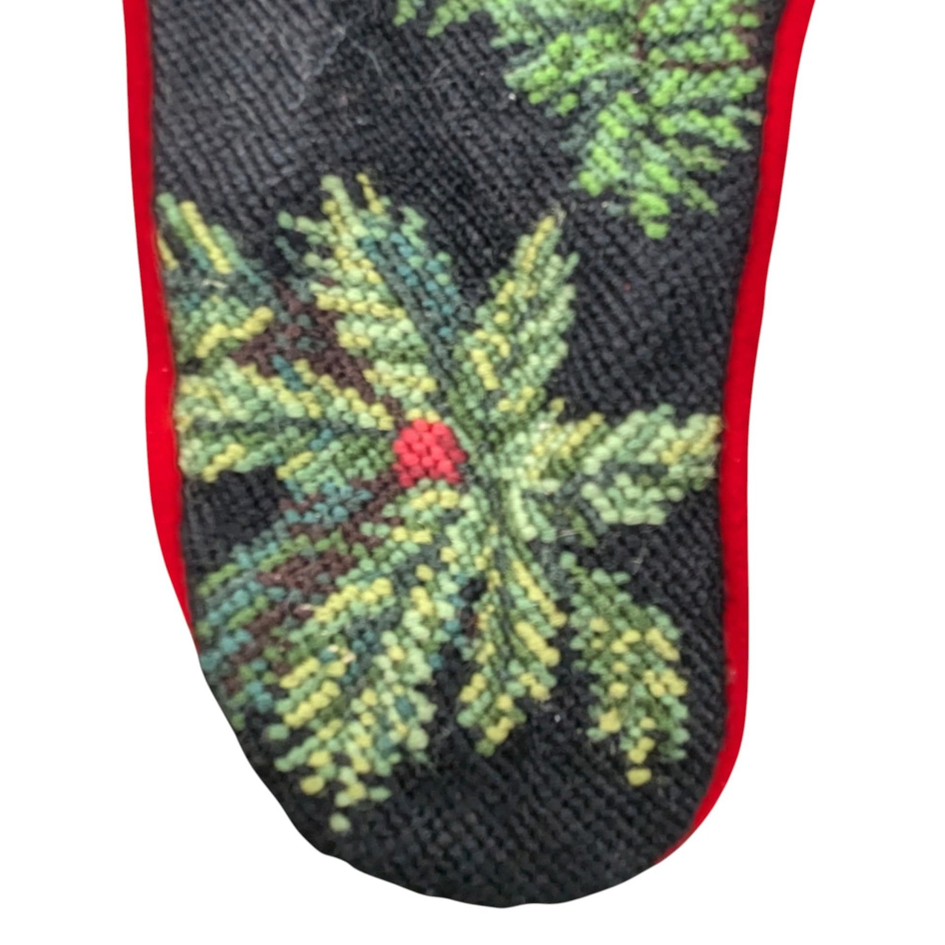 Vintage Old World Santa Needlepoint Stocking: 20" Handmade Holiday Decor