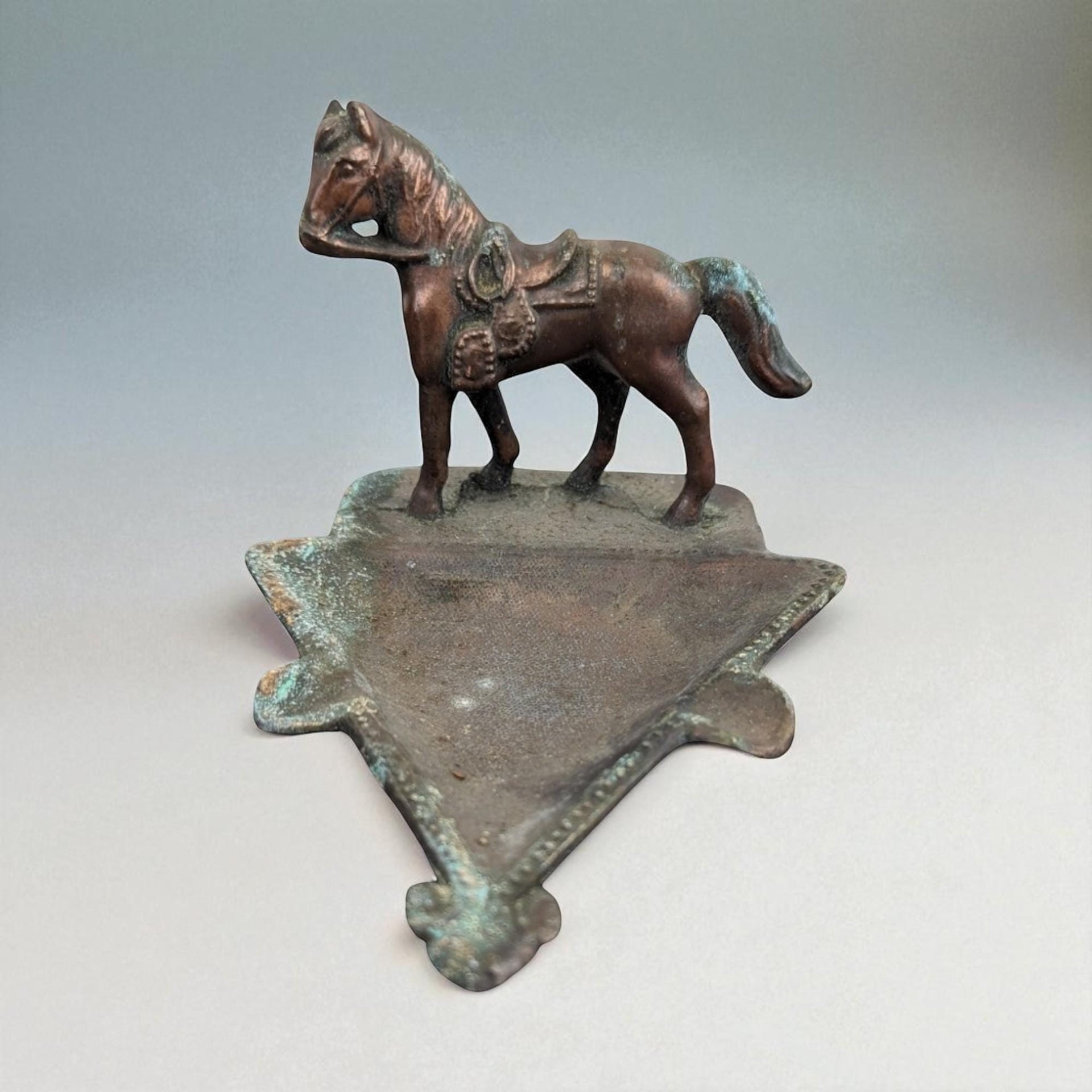 Vintage Bronze Horse Ashtray: Equestrian Western Decor