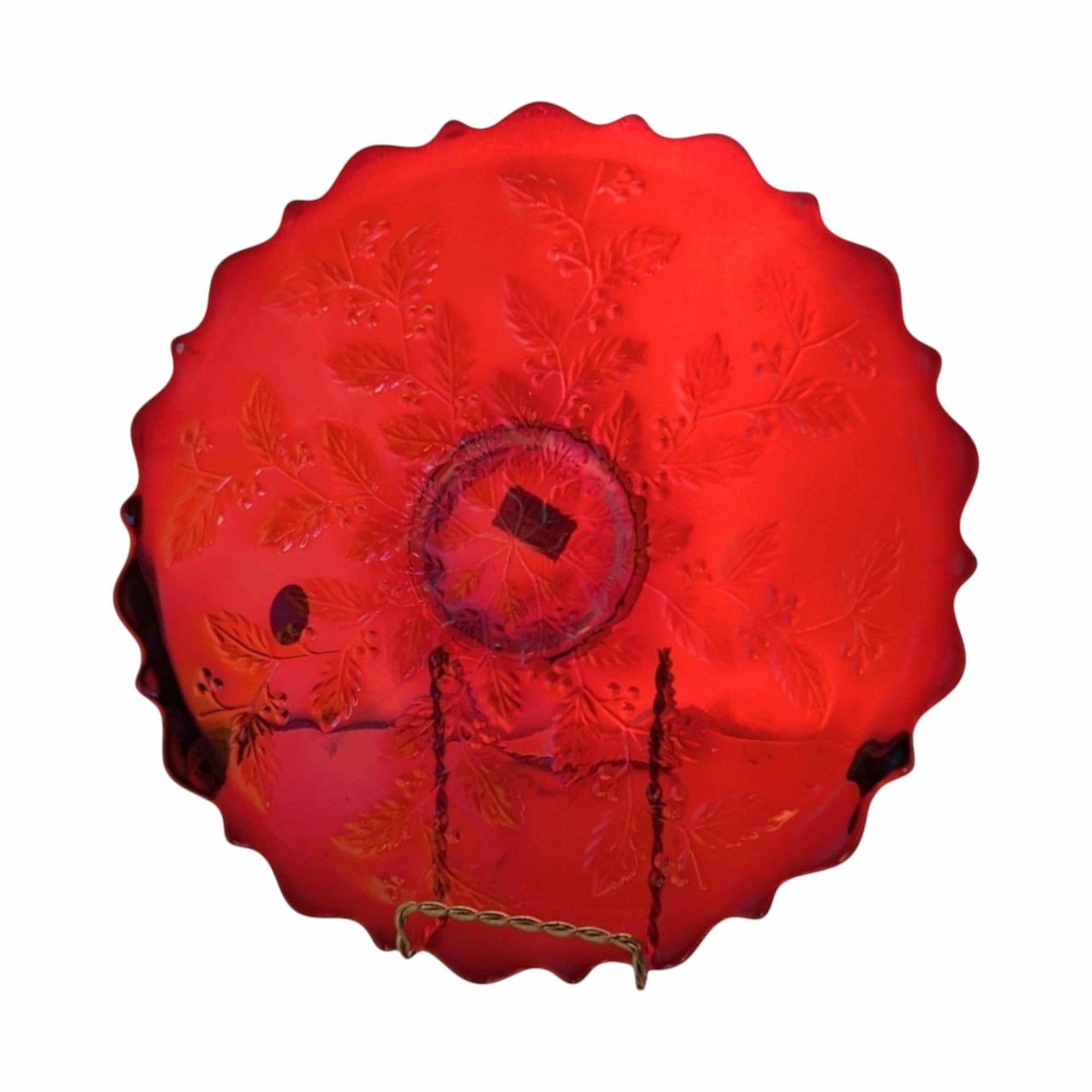 Vintage Fenton Red Carnival Glass 85th Birthday Plate: Collectible Home Decor