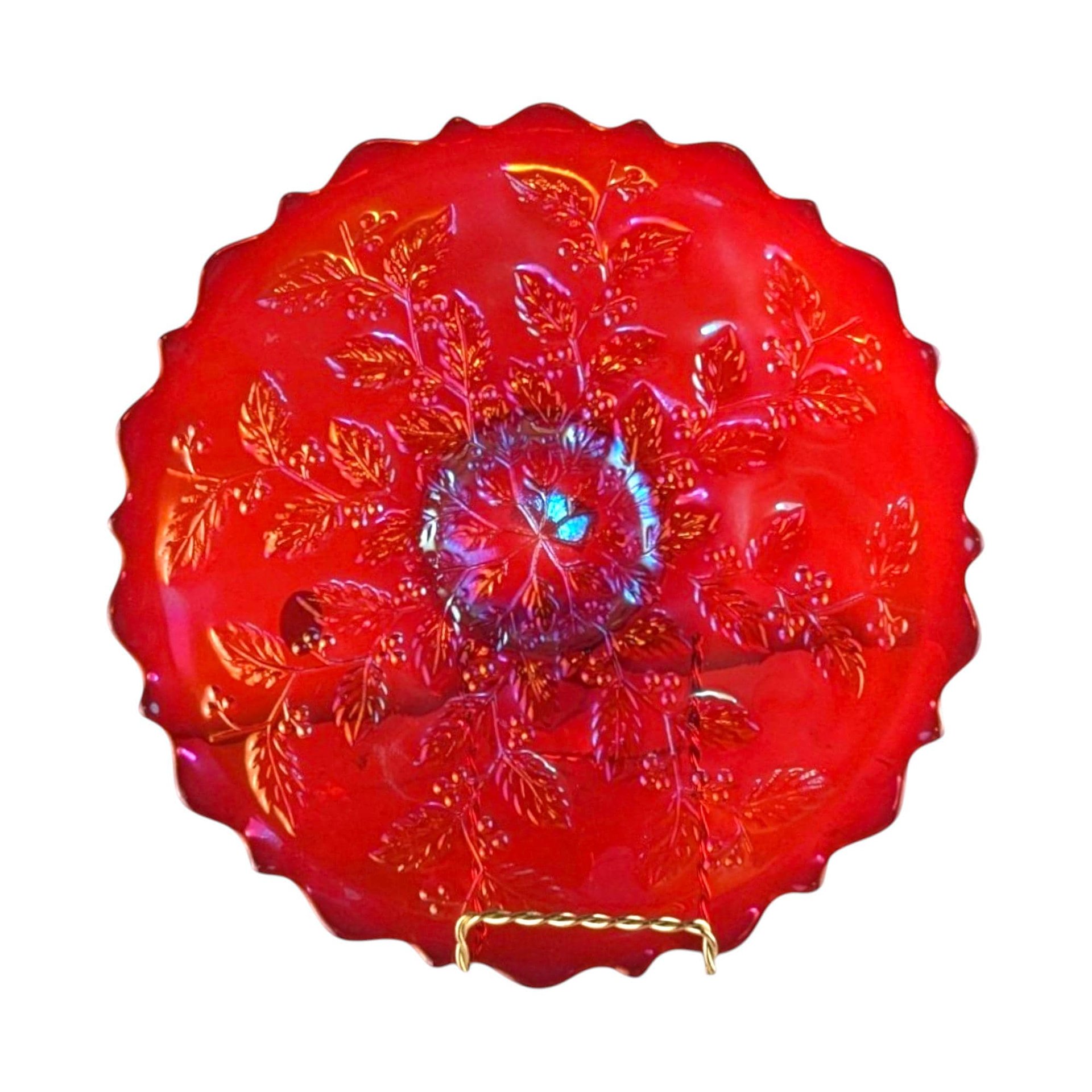 Vintage Fenton Red Carnival Glass 85th Birthday Plate: Collectible Home Decor