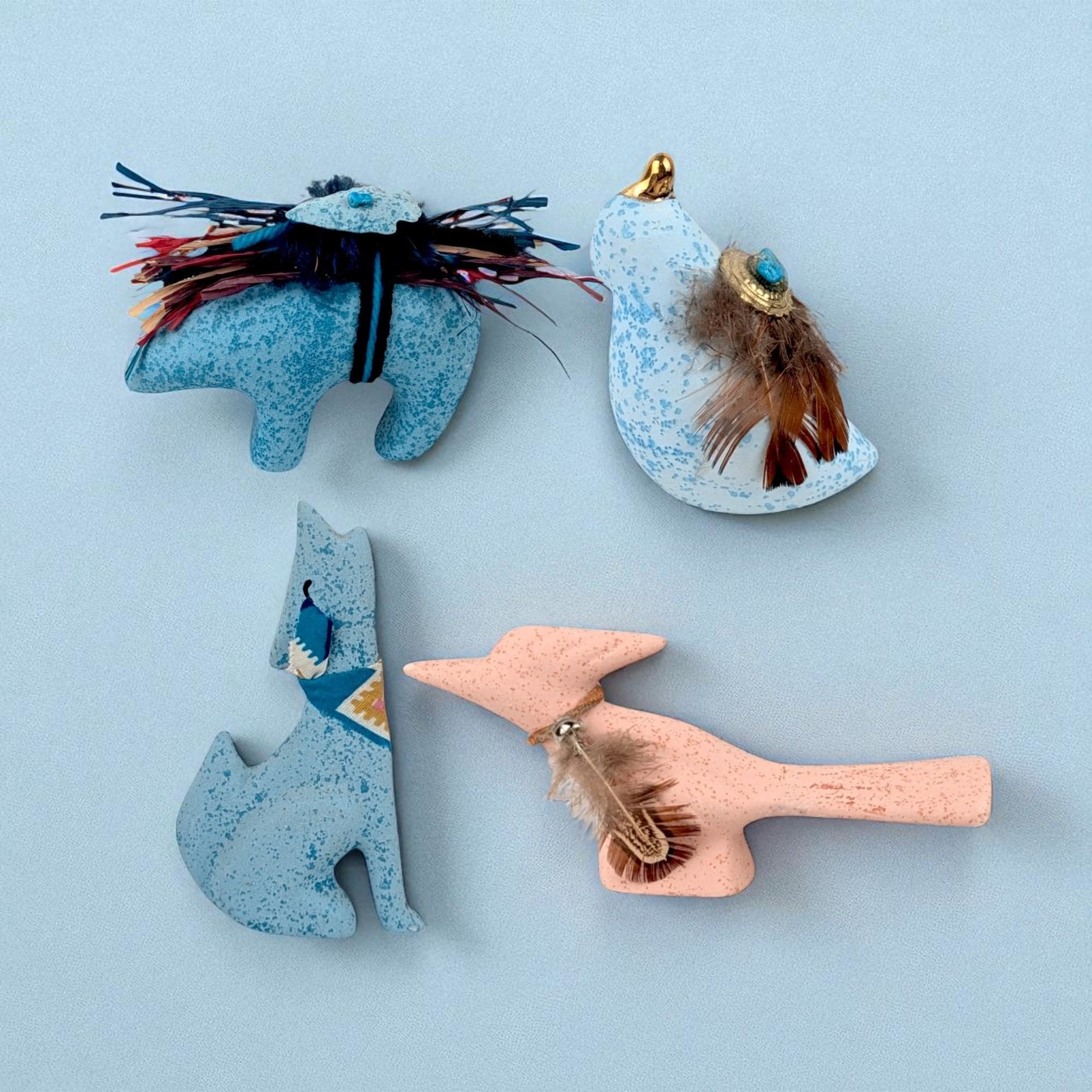 Vintage Ceramic Animal Figurines: Wolf, Bear, Bird, Roadrunner - Southwestern Decor