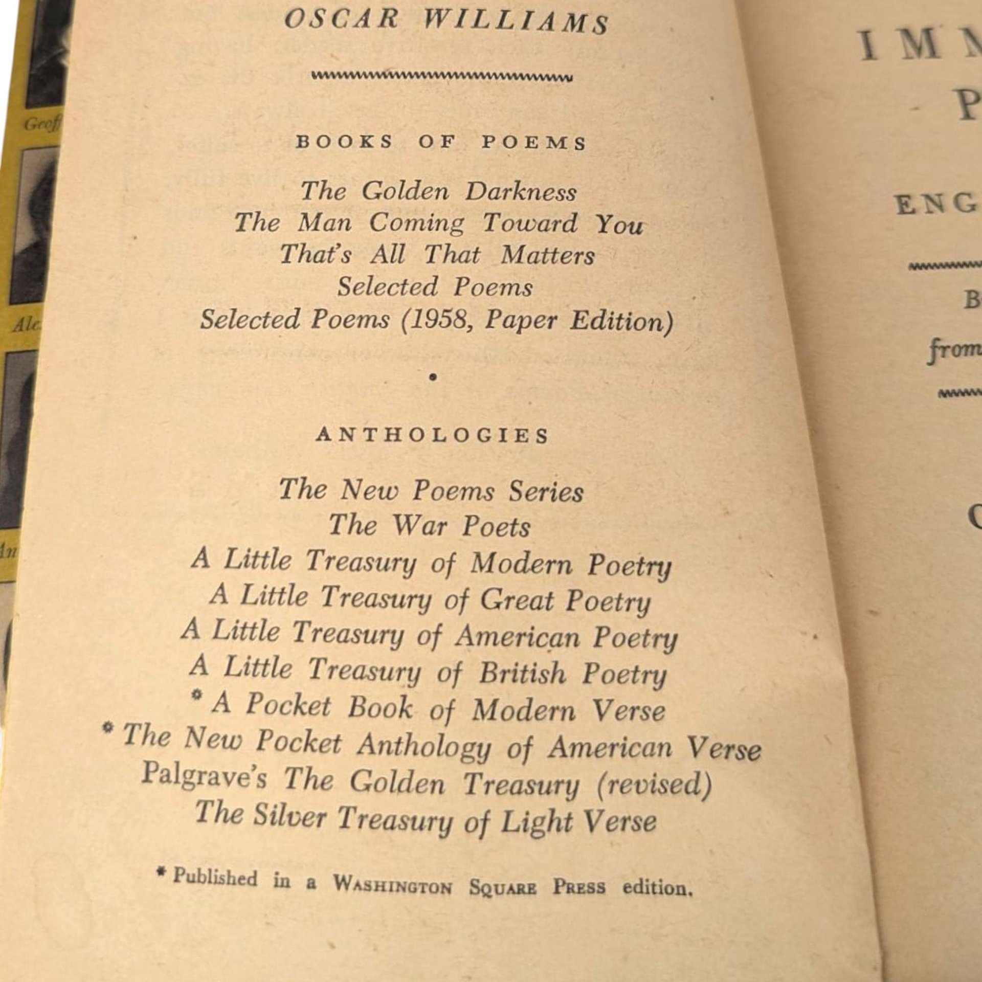 1958 Immortal Poems Anthology: Vintage English Poetry Collection