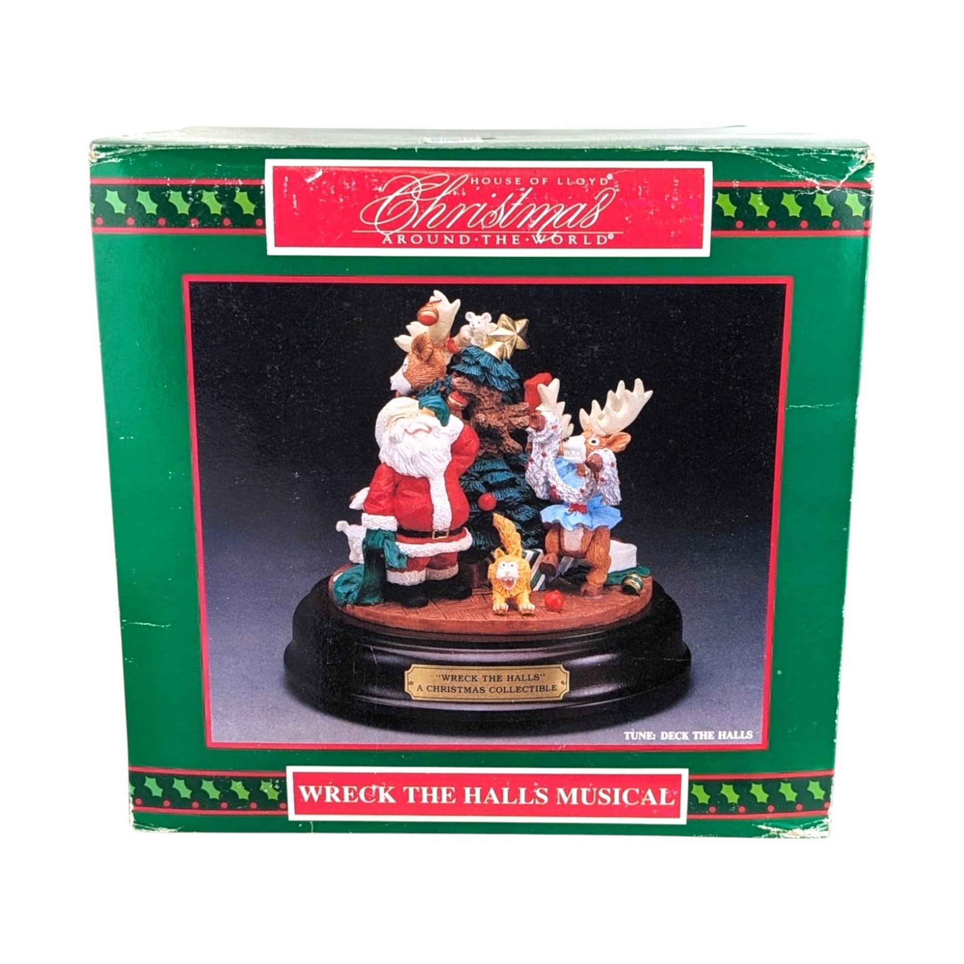 Vintage House of Lloyd Christmas Music Box: Wreck the Halls Santa Figurine