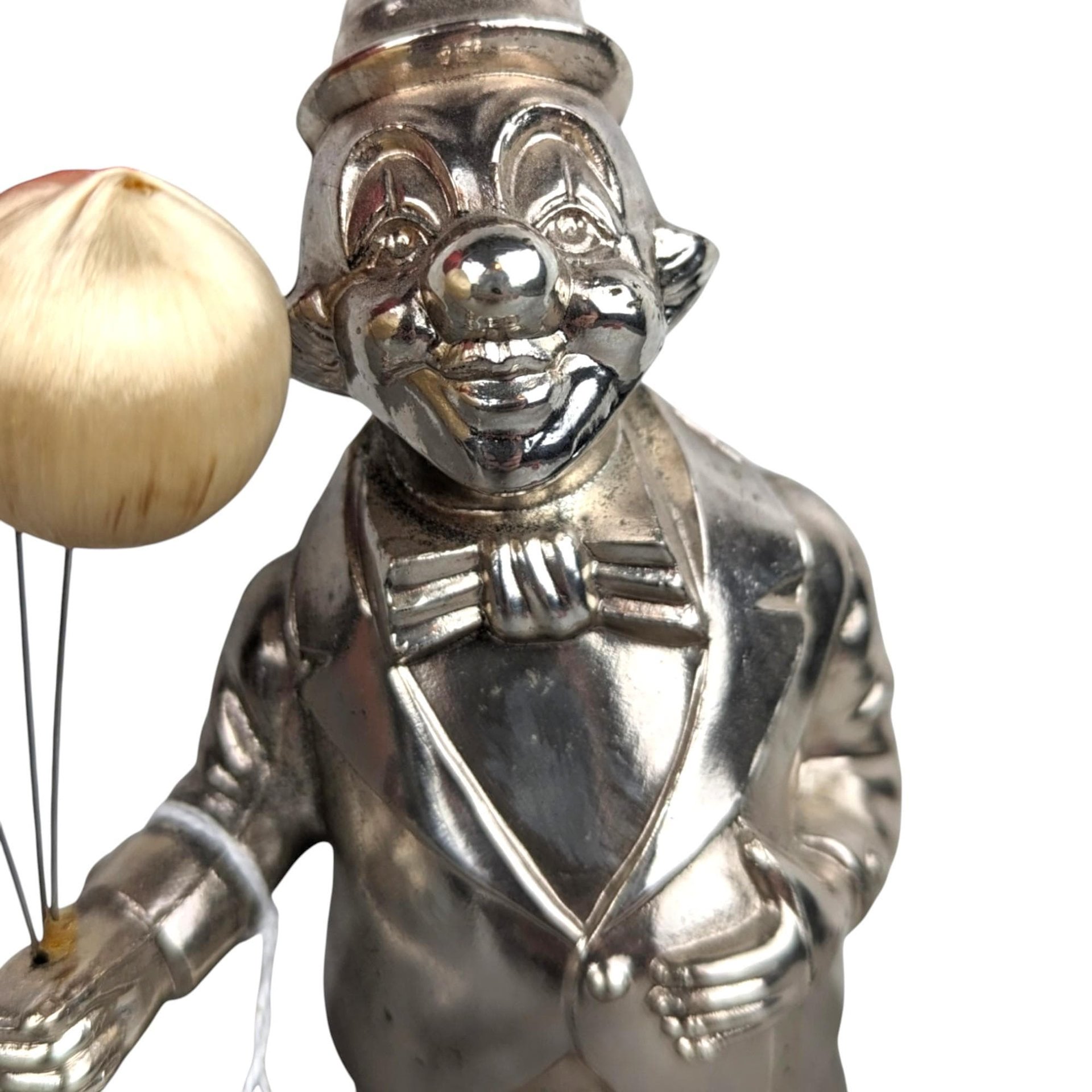 Vintage Silver-Tone Metal Clown Bank: Collectible Coin Bank