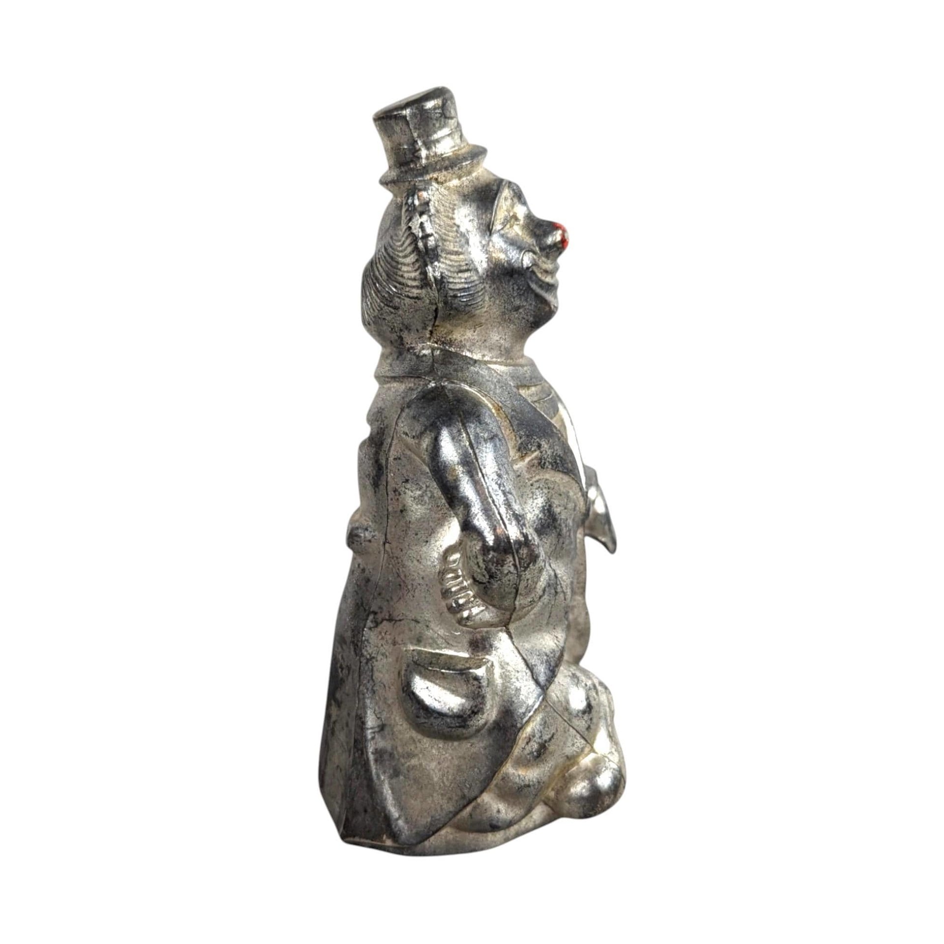 Vintage Silver Metal Clown Bank: Retro Coin Savings