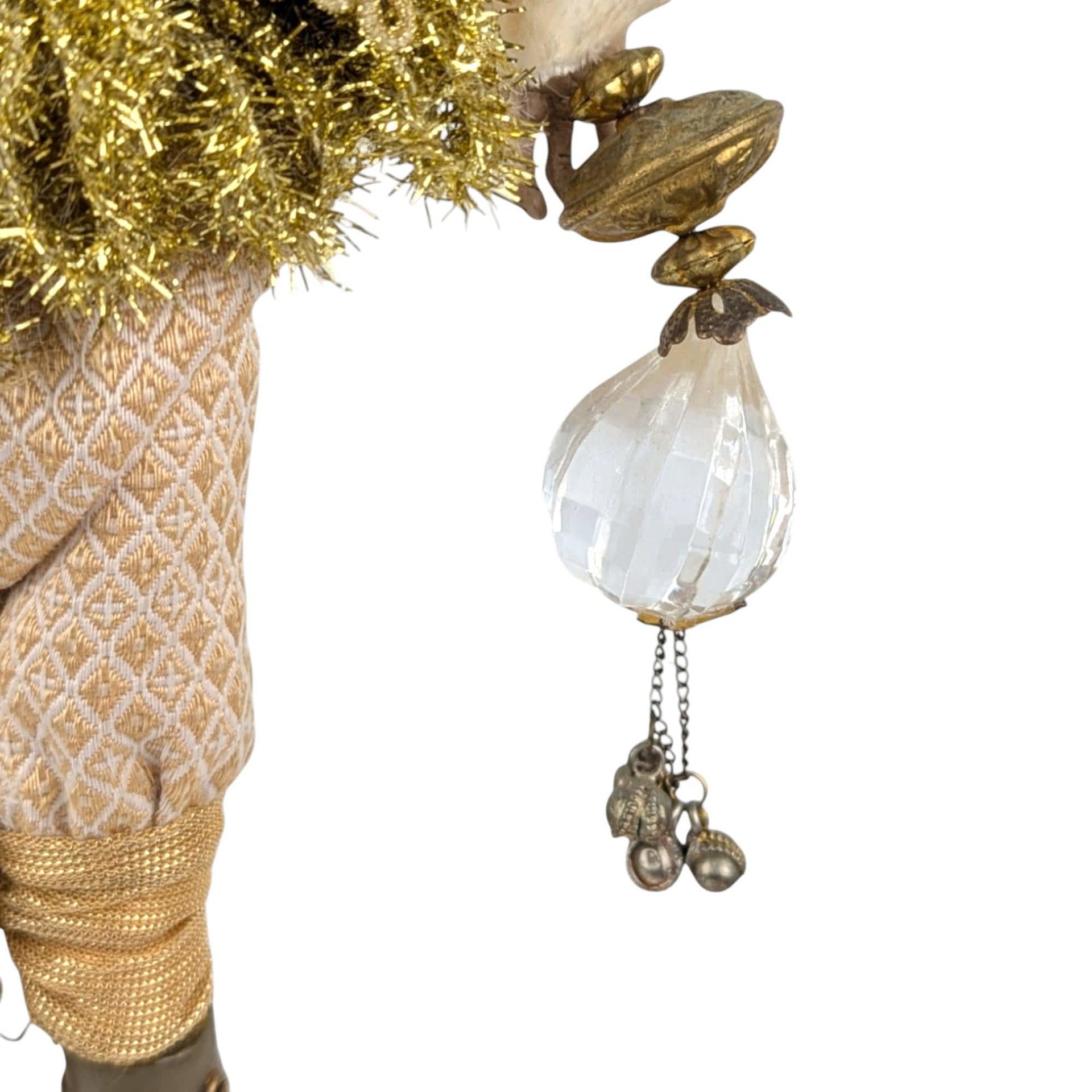 Vintage Gold Santa Elf Figure: Whimsical Christmas Decor