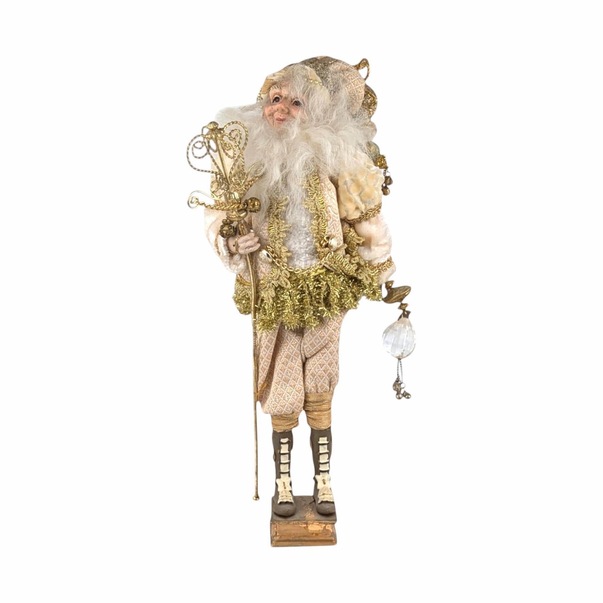 Vintage Gold Santa Elf Figure: Whimsical Christmas Decor