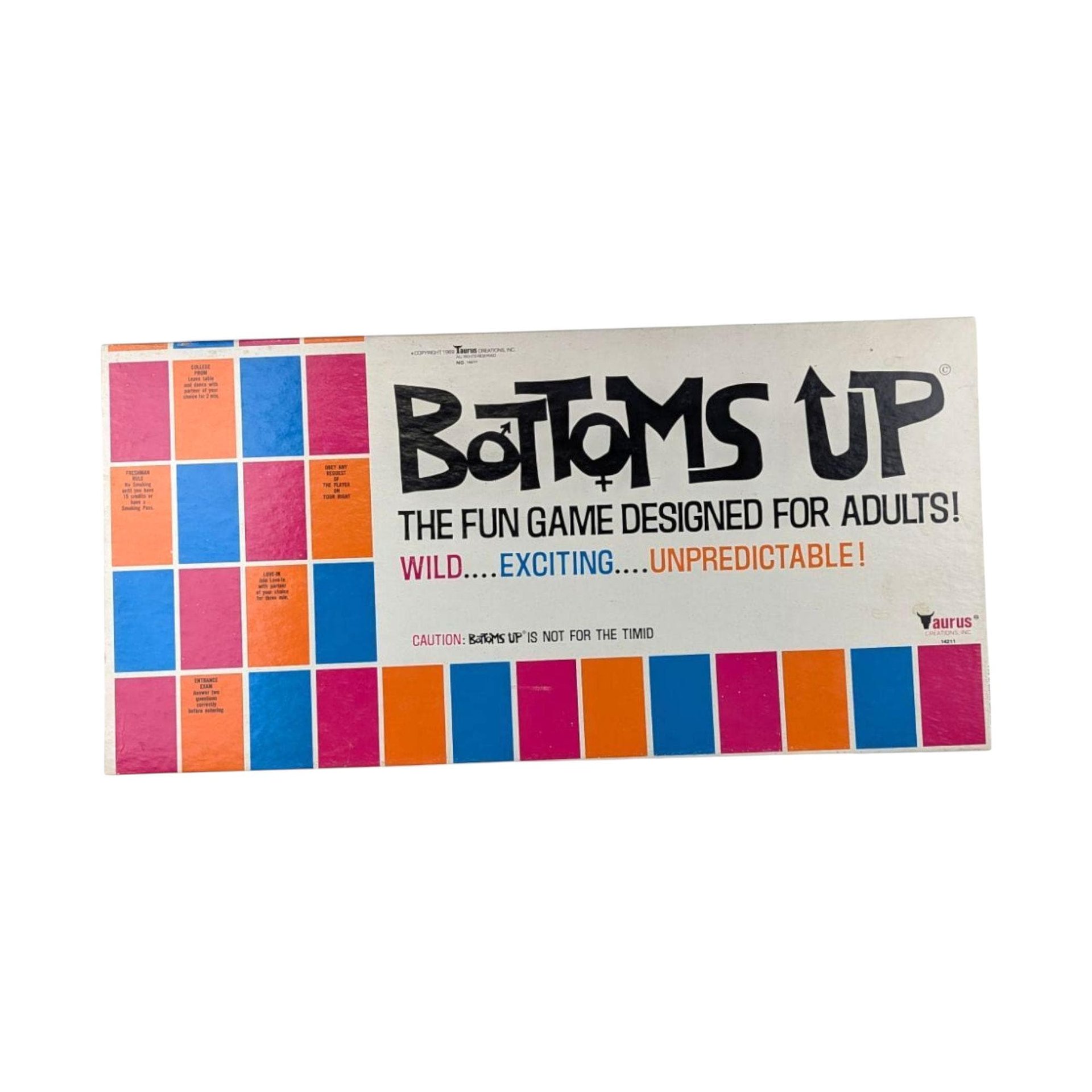 Vintage 1969 Bottoms Up Board Game: 60s Adult Party Gag Gift