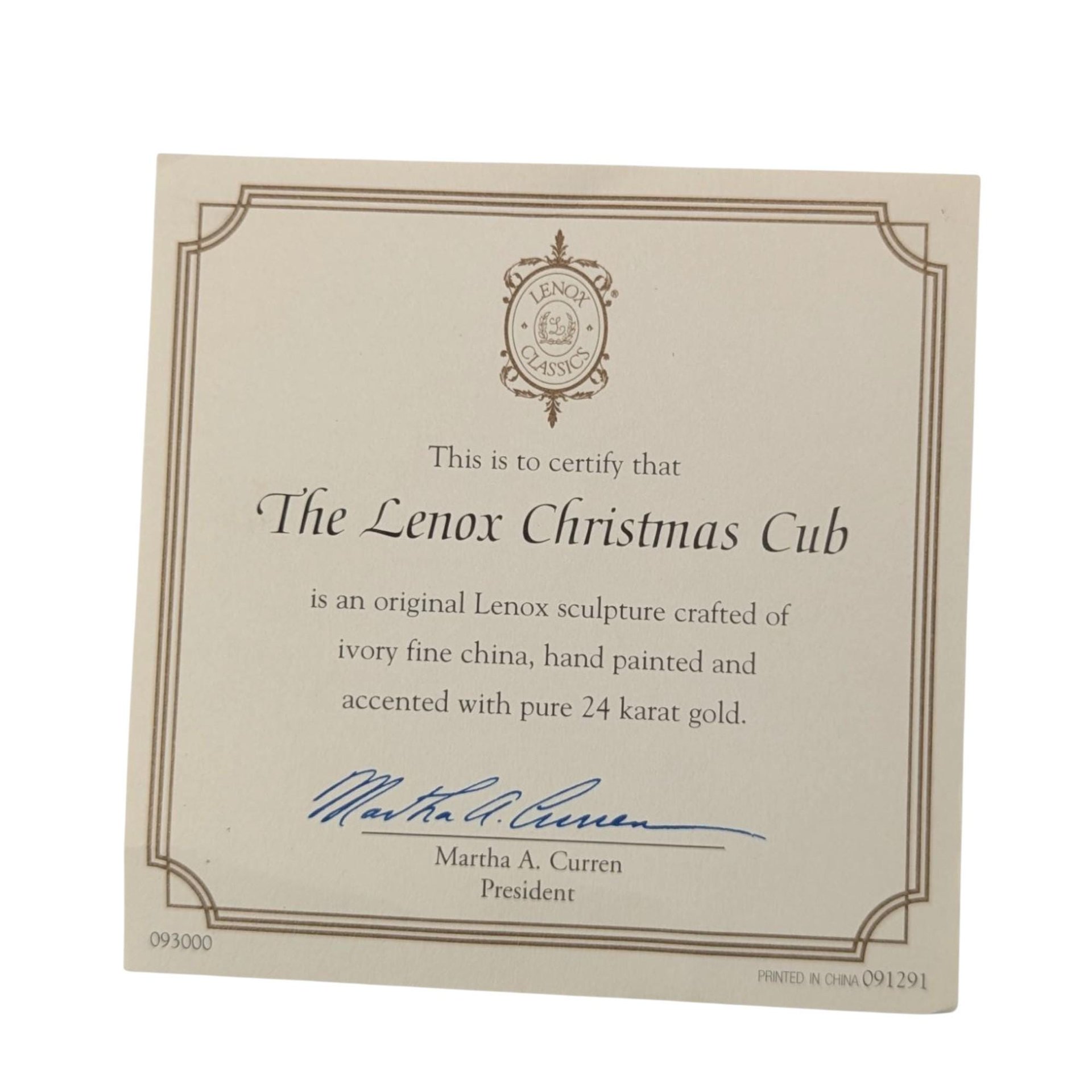 Vintage Lenox Christmas Cub Figurine: Ivory Porcelain Polar Bear with Gold Trim