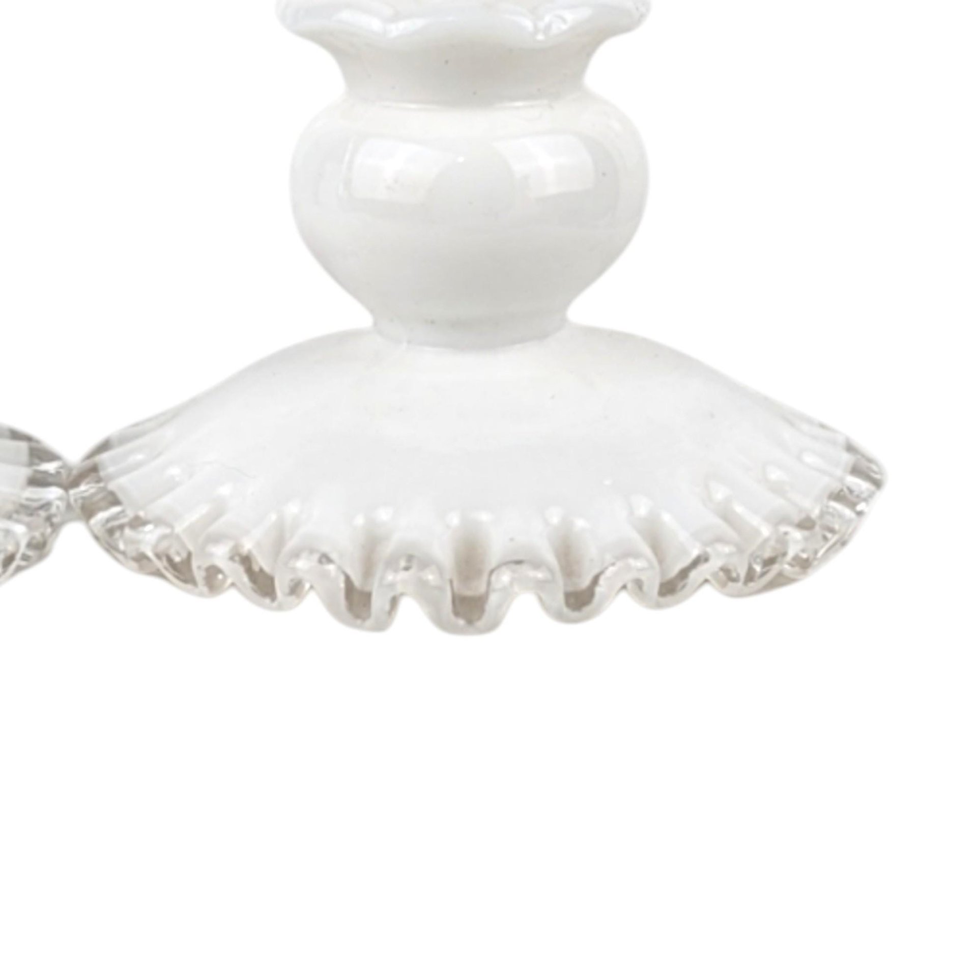 Vintage Fenton Silver Crest Milk Glass Candle Holders: Taper Candle Pair