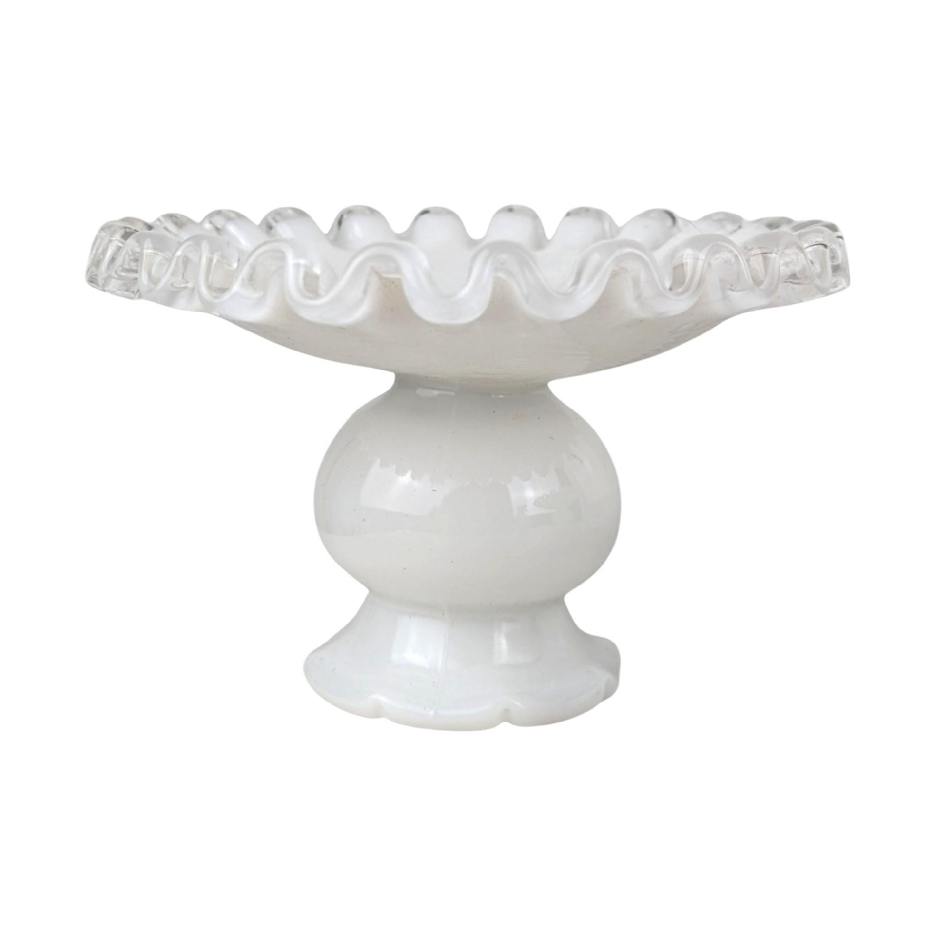 Vintage Fenton Silver Crest Milk Glass Candle Holders: Taper Candle Pair