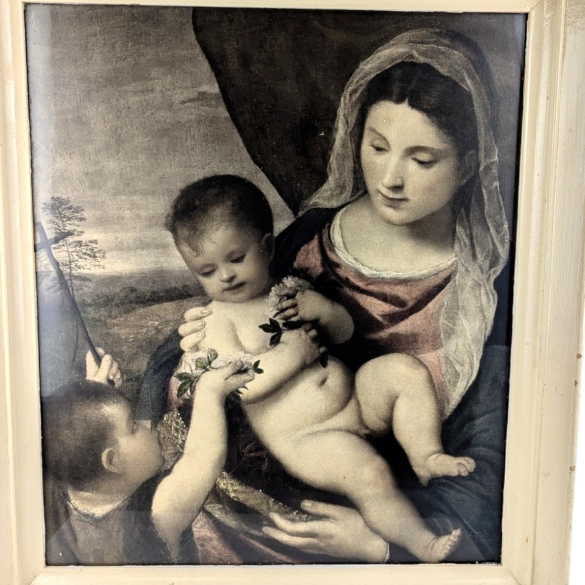 Vintage Madonna and Child Print - After Titian, Framed Religious Art