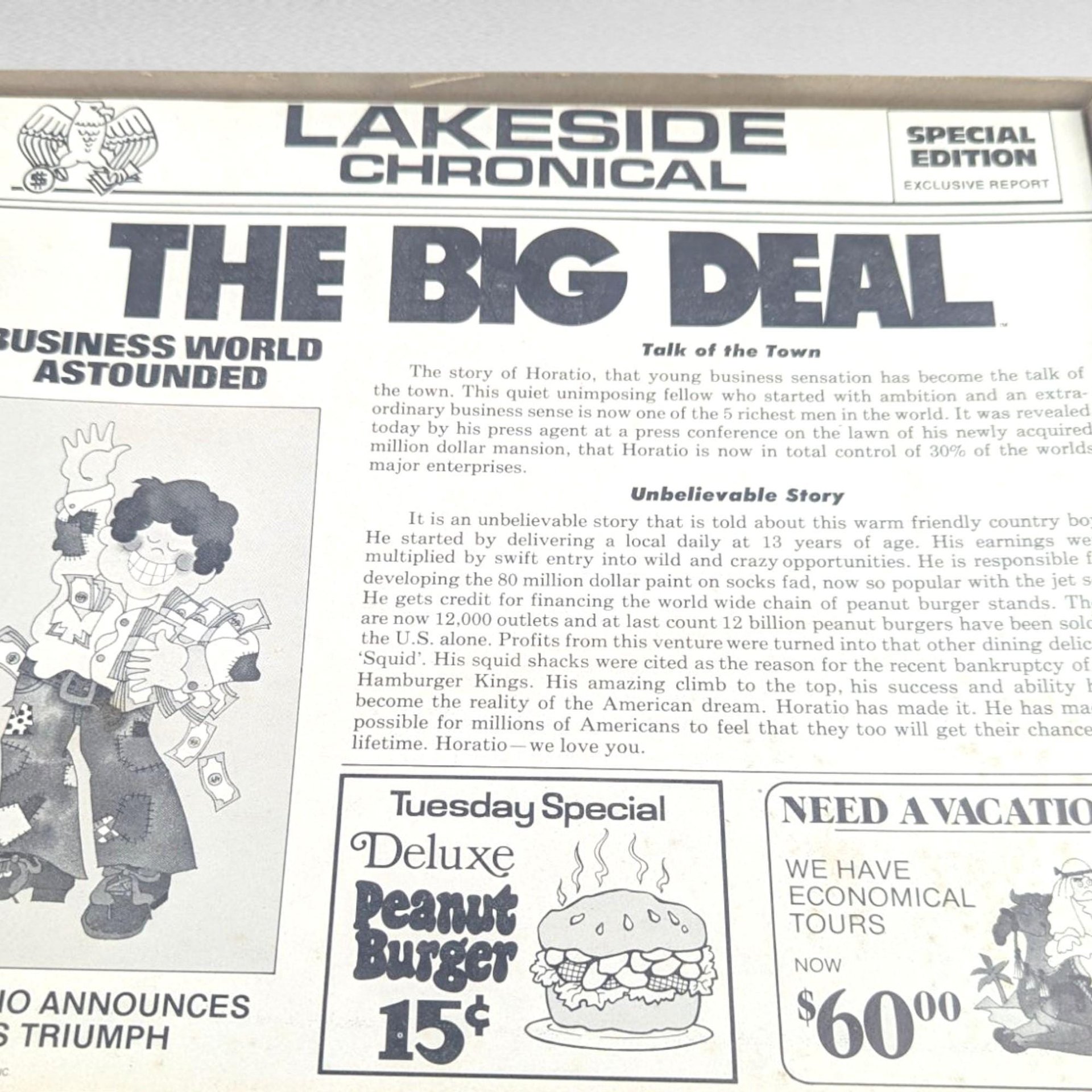 Vintage 1977 The Big Deal Board Game: 70s Family Game Night, INCOMPLETE