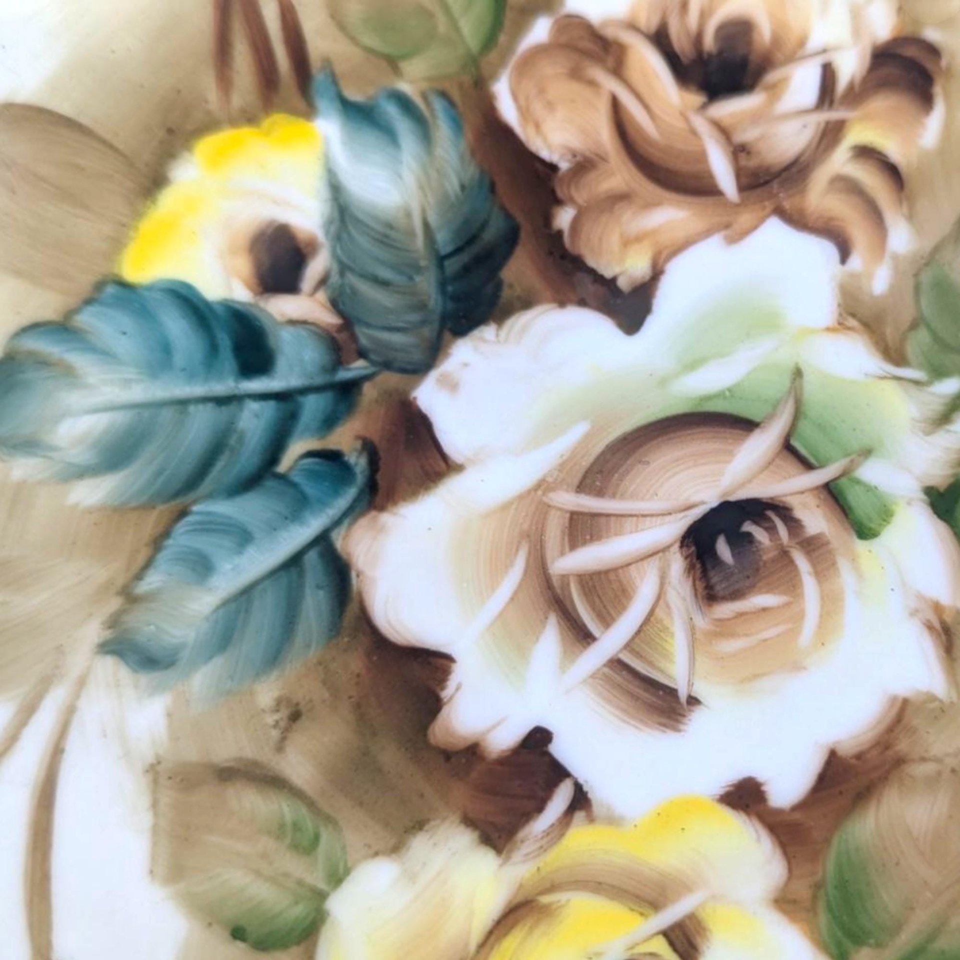 Vintage Ucagco Floral Trinket Dish: Hand Painted Roses, Gold Trim