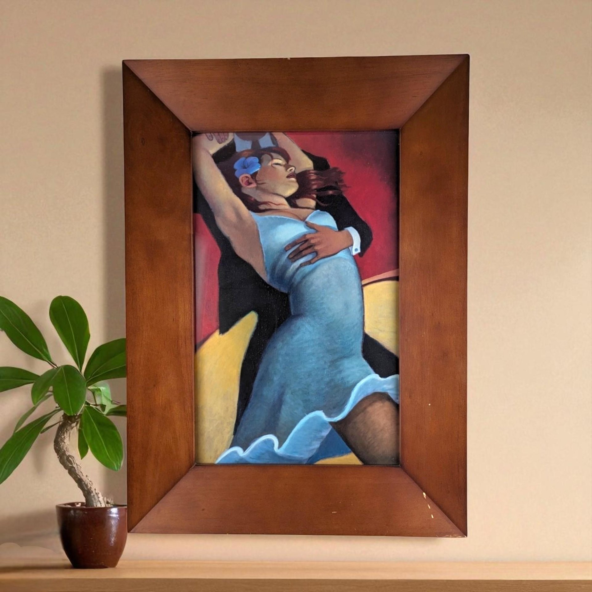 Vintage "Scarlet Dancer" Tango Print by Bill Brauer, Framed Wall Art