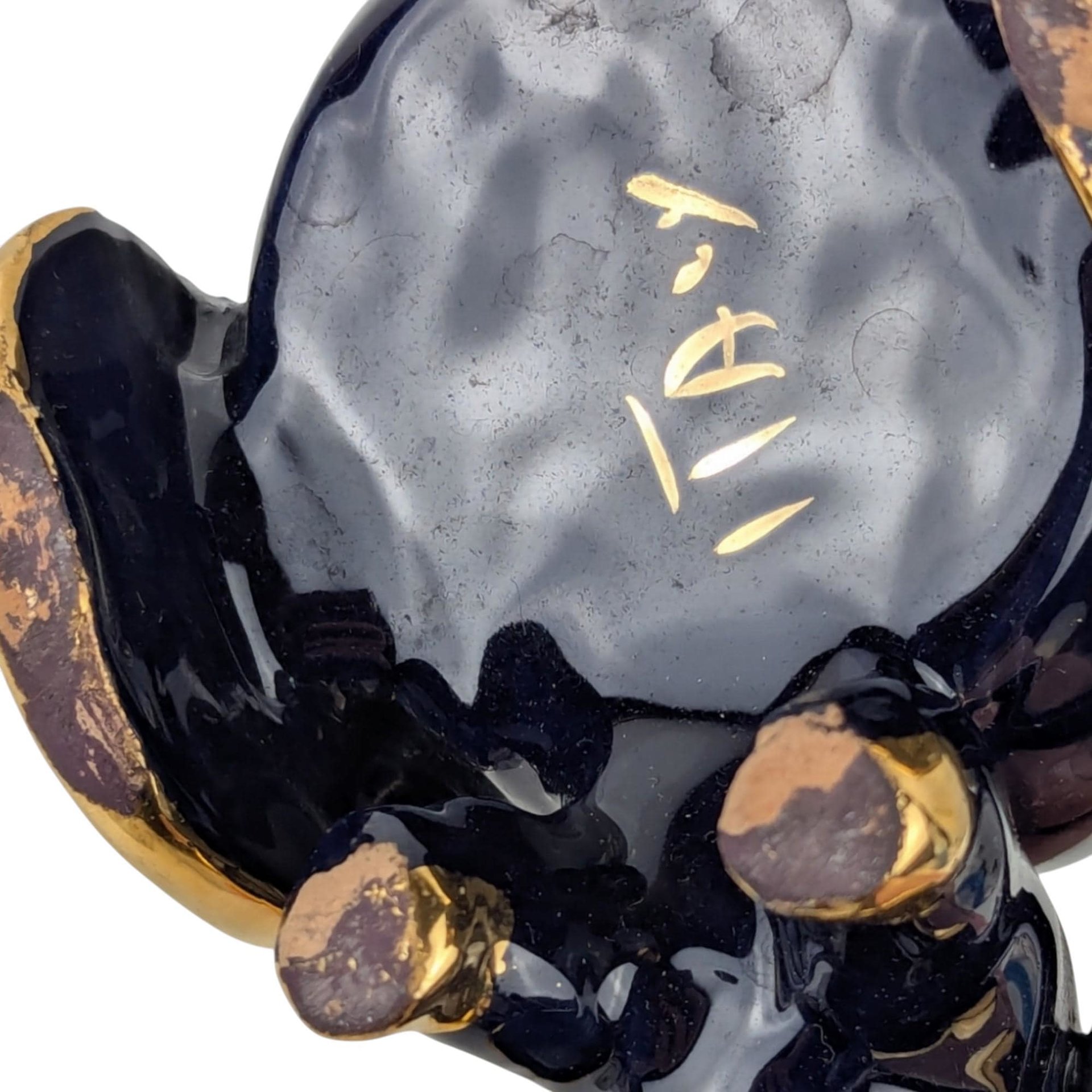 Vintage Italian Ceramic Donkey and Cart Figurine: Blue & Gold Decor