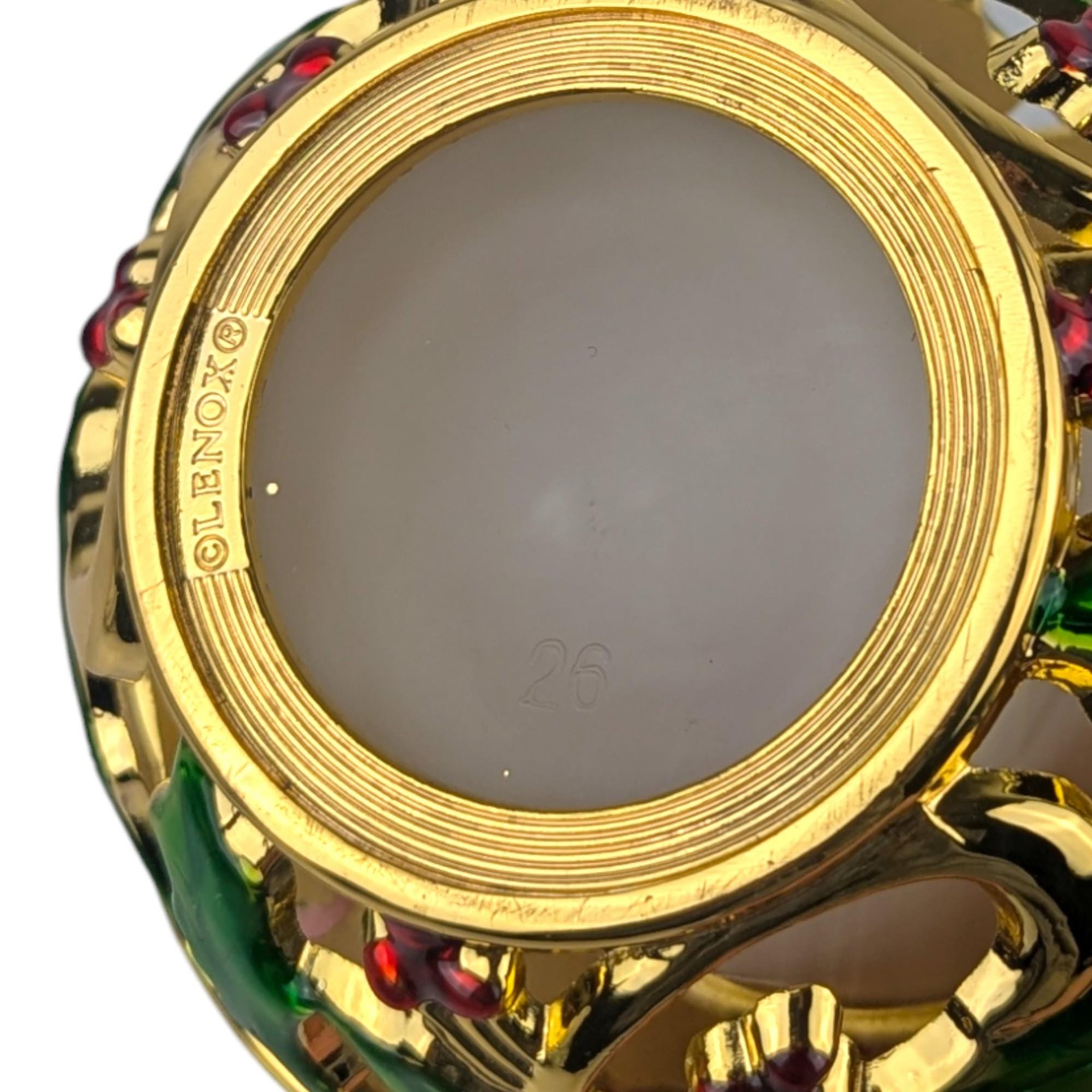 Vintage Lenox Holiday Dimension Votive: Gold & Enamel Holly Candle Holder