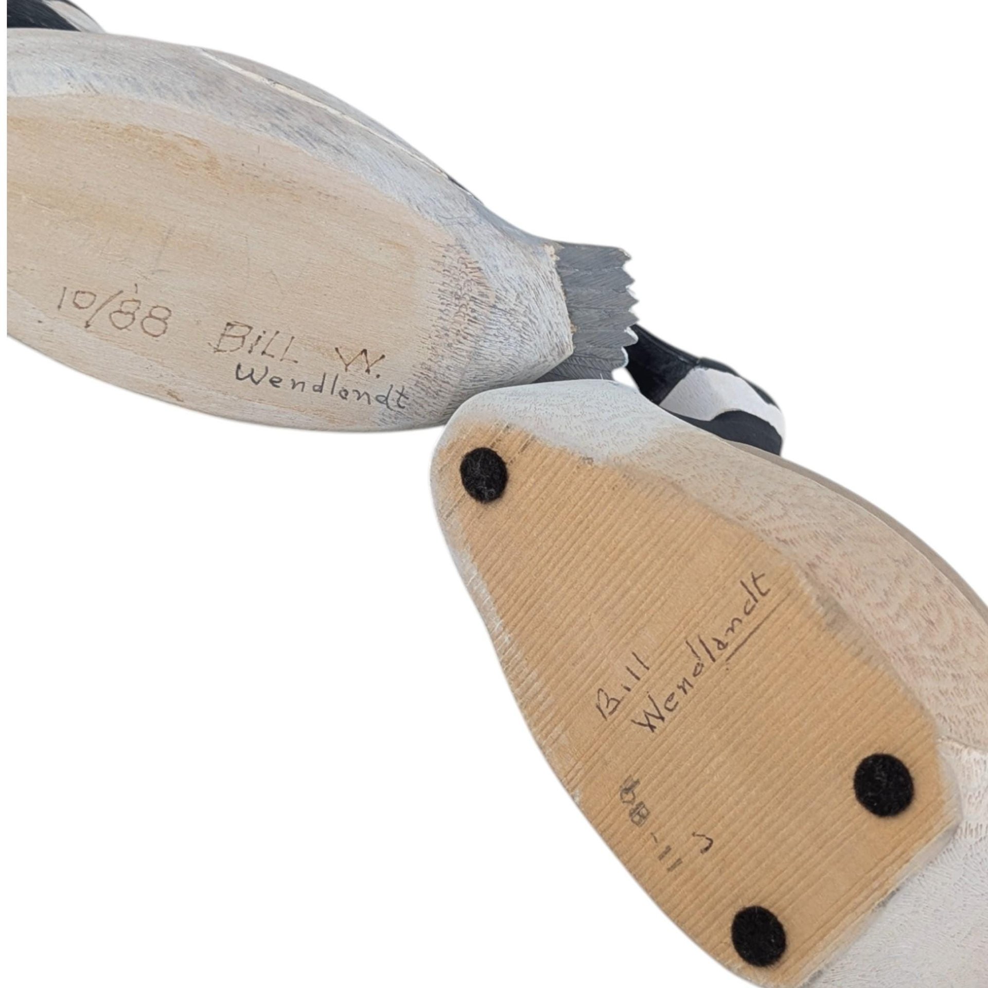 Vintage Carved Wood Ducks, Set of 2: Bill Wendlent Folk Art Bird Figurines