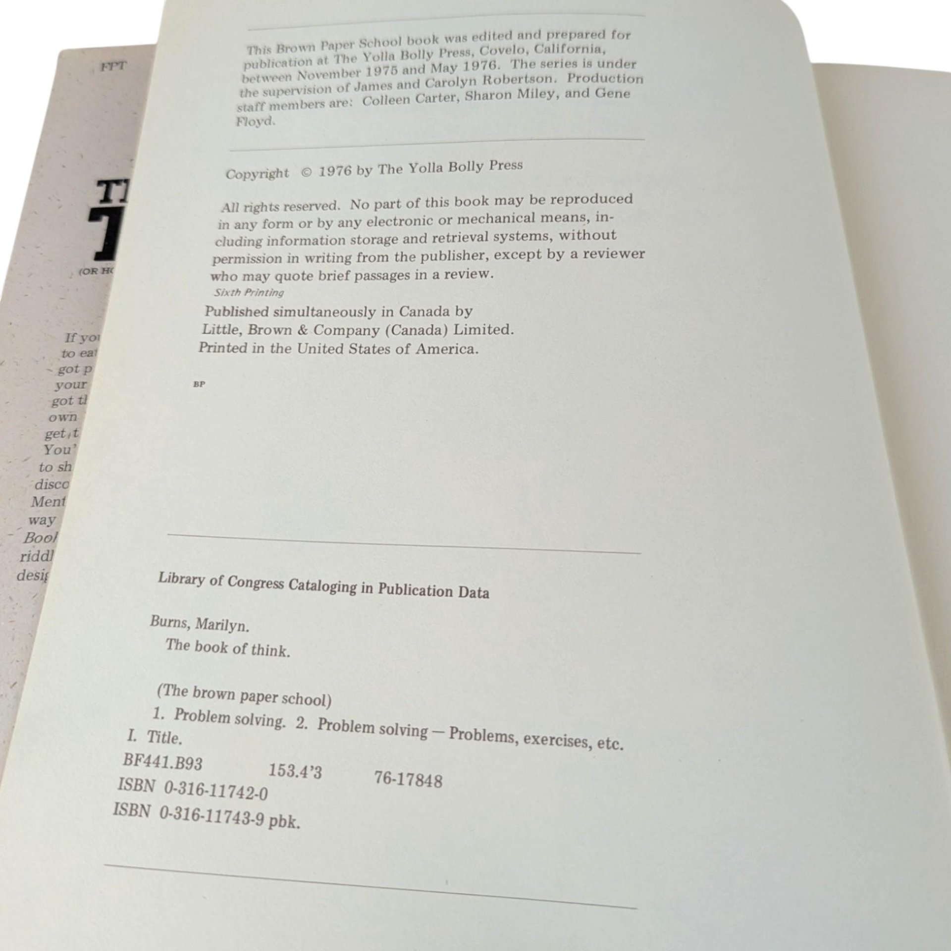 1976 The Book of Think: Vintage Children's Math Education