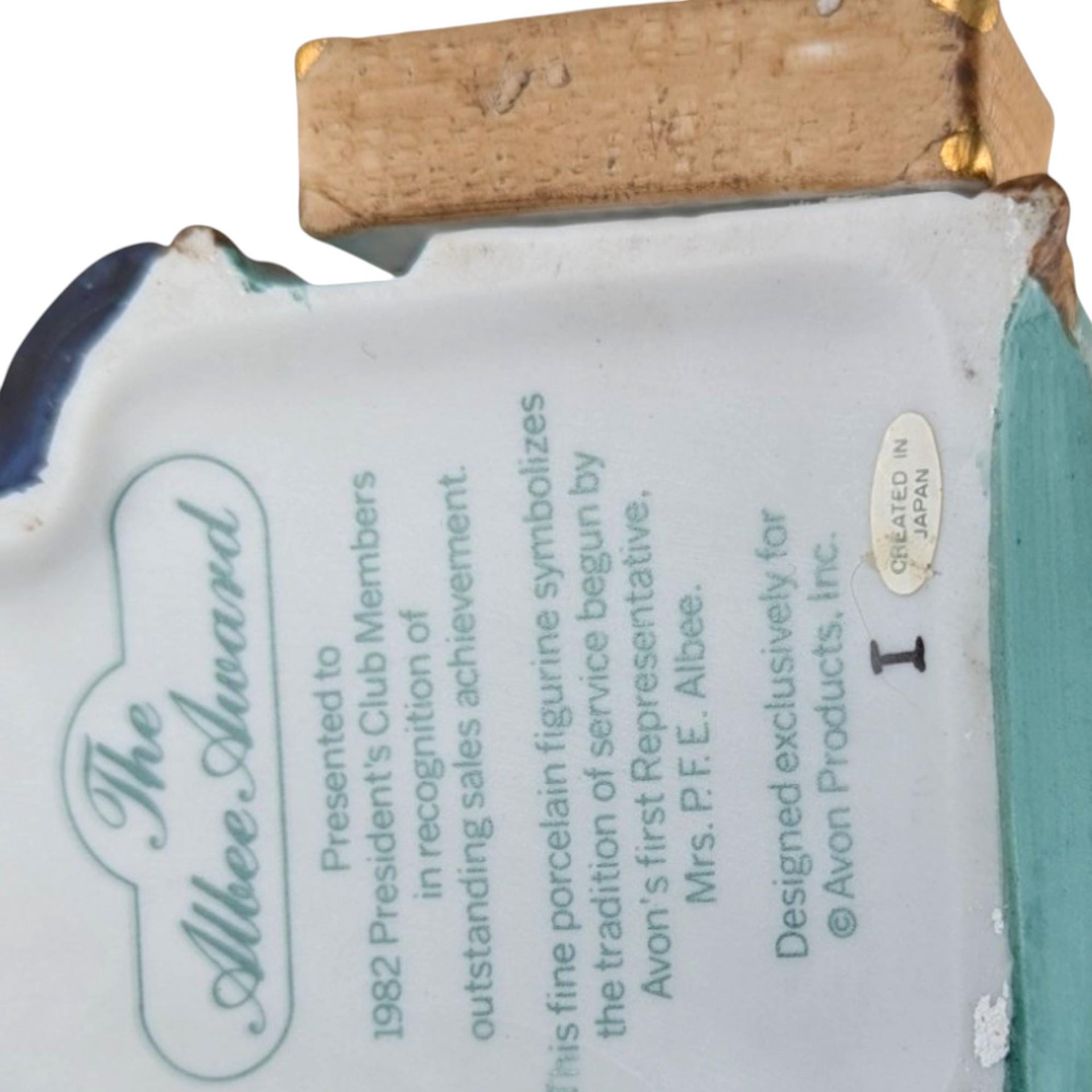 Vintage 1982 Avon Albee Award Figurine: Presidents Club Collectible