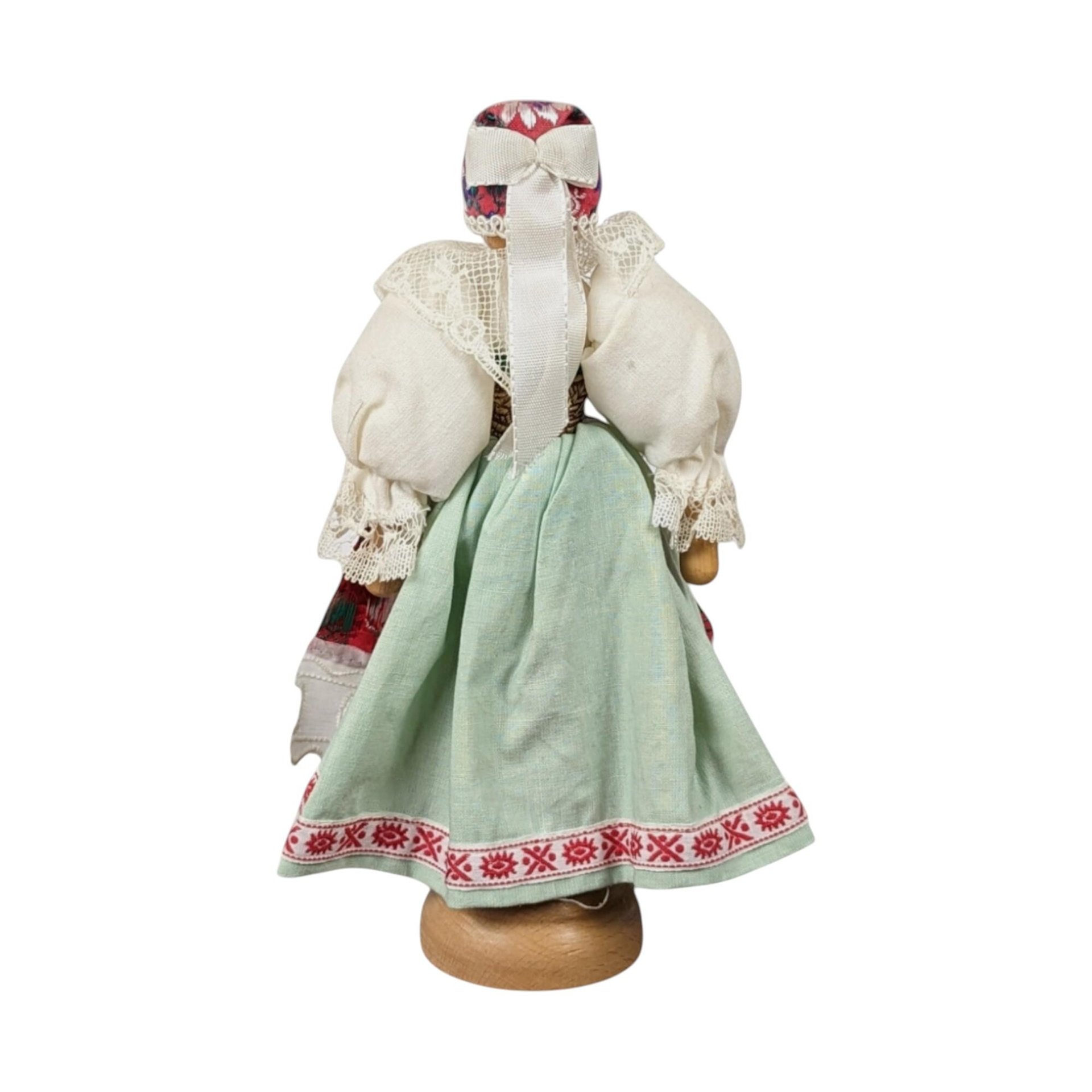 Vintage Wooden Folk Art Doll: Collectible Eastern European Figurine