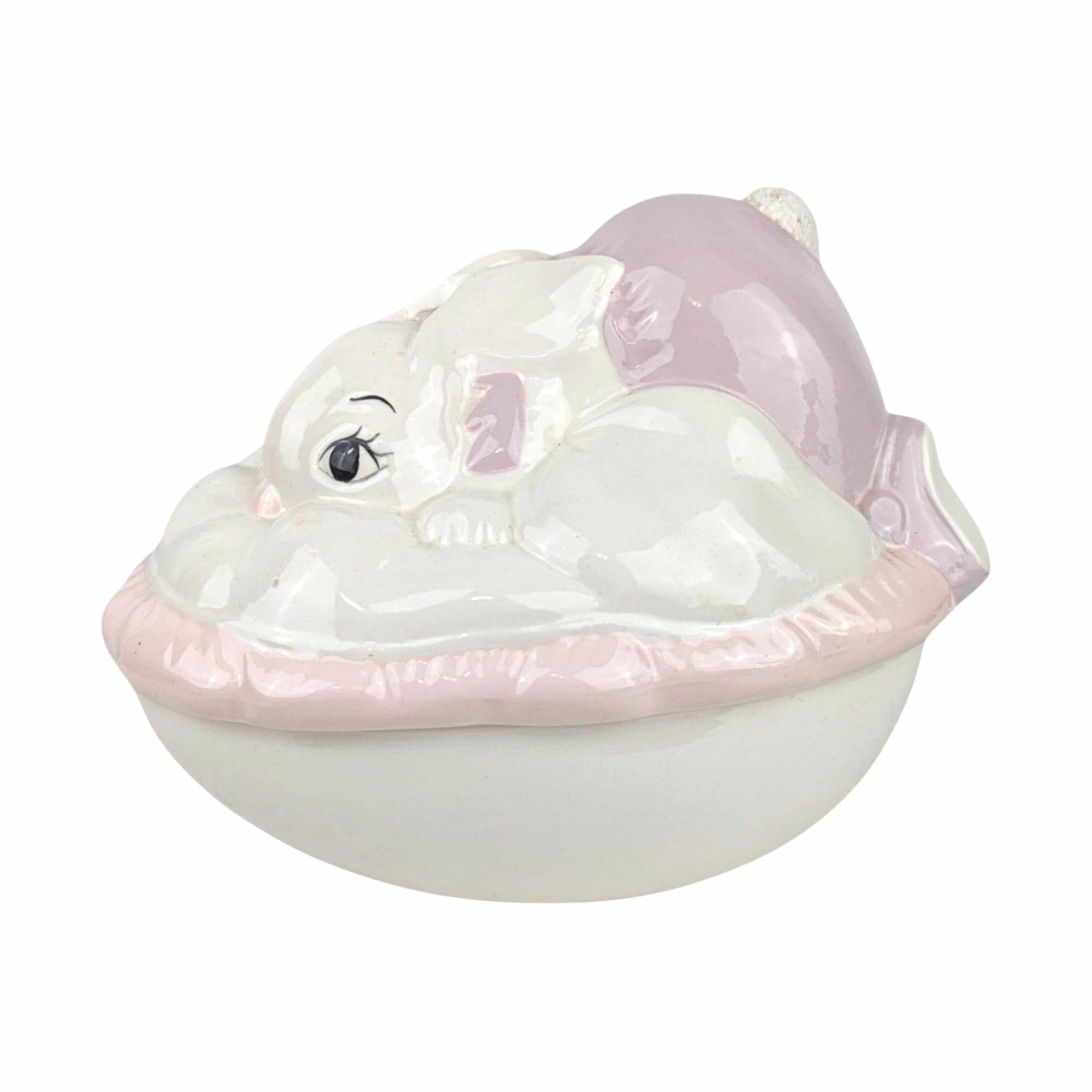 Vintage Hand Painted Easter Bunny Bowl: Ceramic Spring Decor