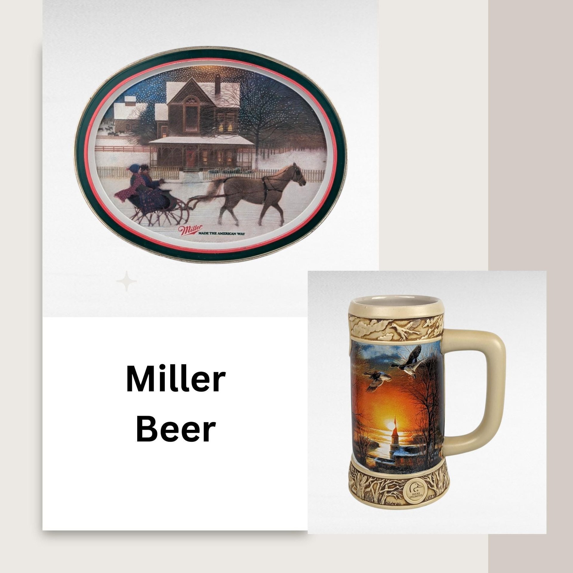 Vintage Miller Beer Mug & Tray Set: Terry Redlin Ducks Unlimited Stein