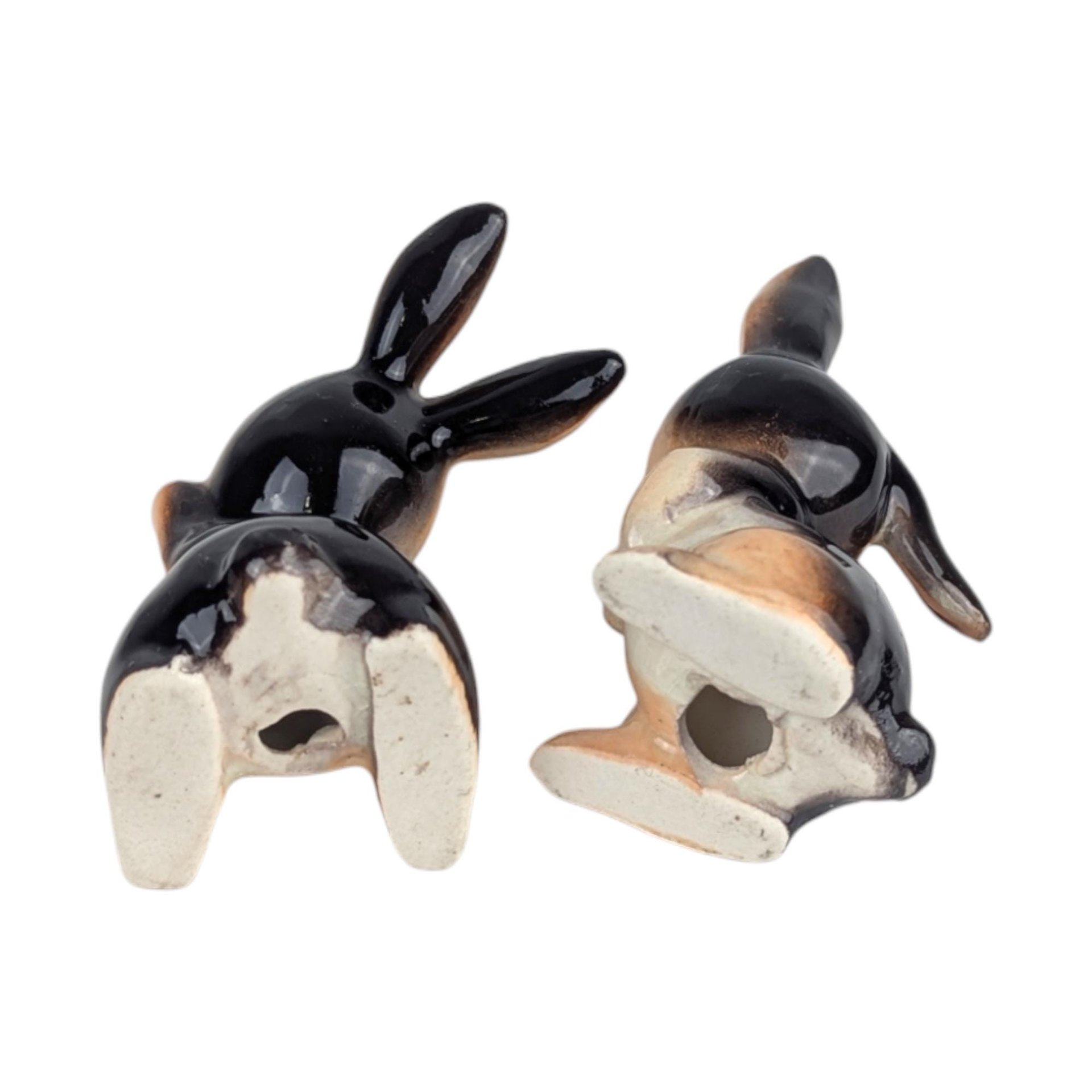 Vintage 1960s Bunny Figurines: Pair of Japanese Ceramic Rabbits