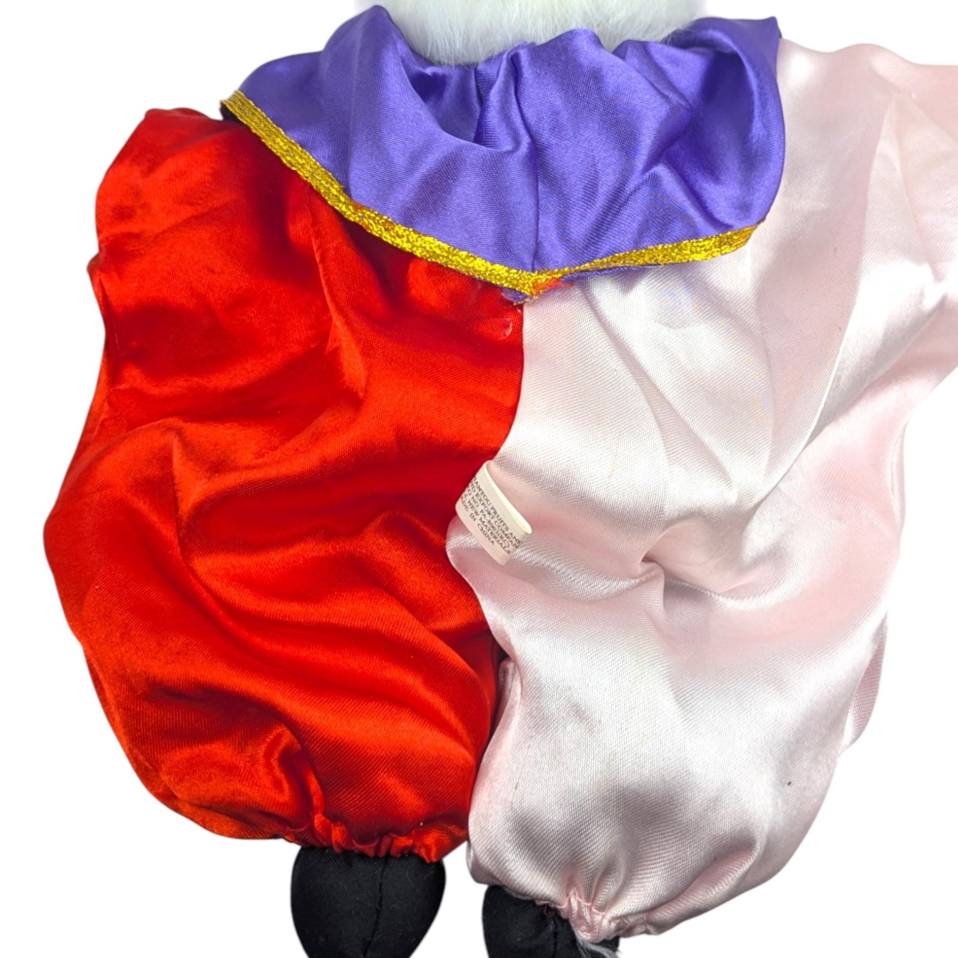 Vintage Porcelain Clown Doll: Satin Shelf Sitter Figure