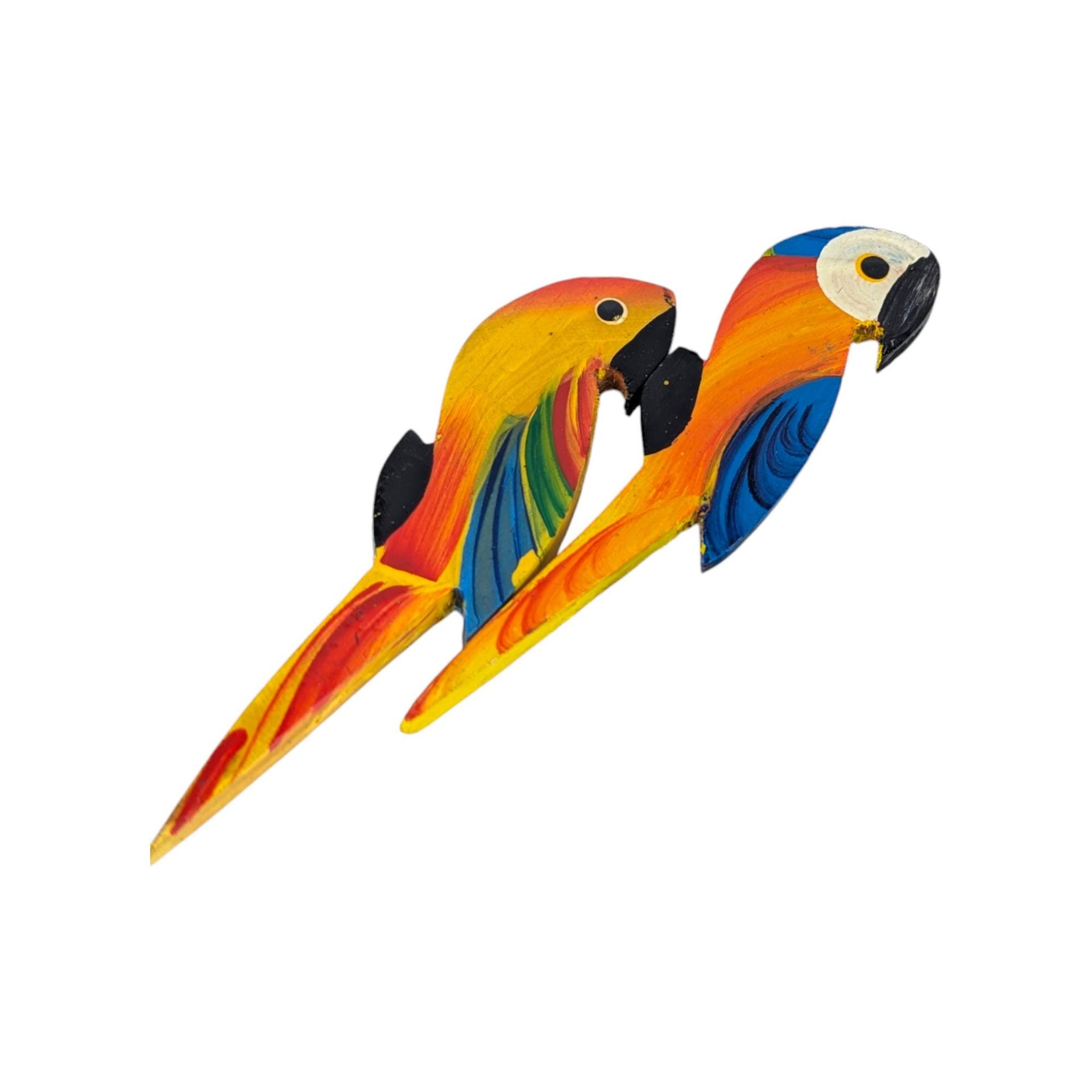 Vintage Painted Wood Bird Set: Plant Sitters and Magnets Lot, 12 Pieces