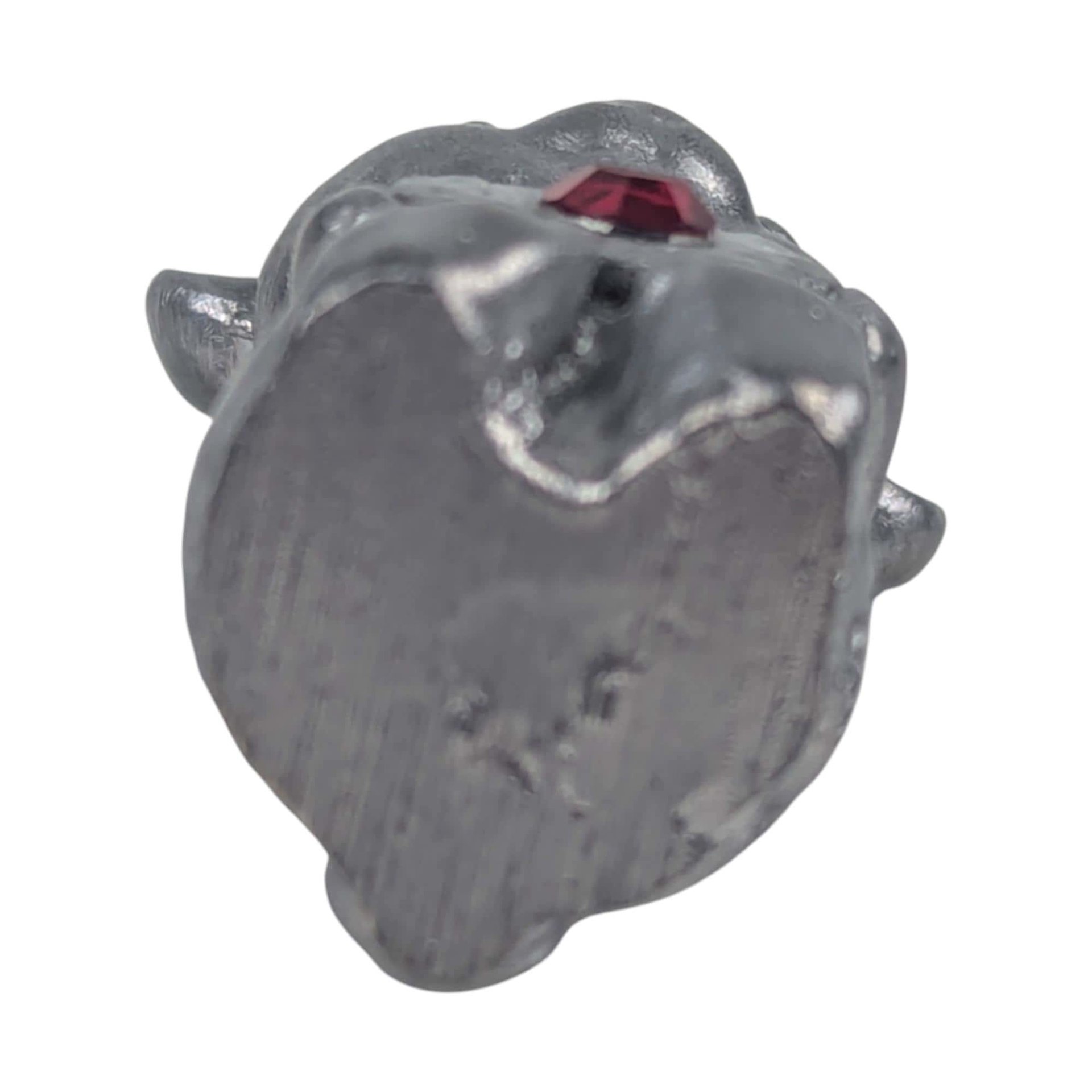 Vintage Pewter Bear Figurine: Miniature Bear Holding Red Crystal Heart Collectible