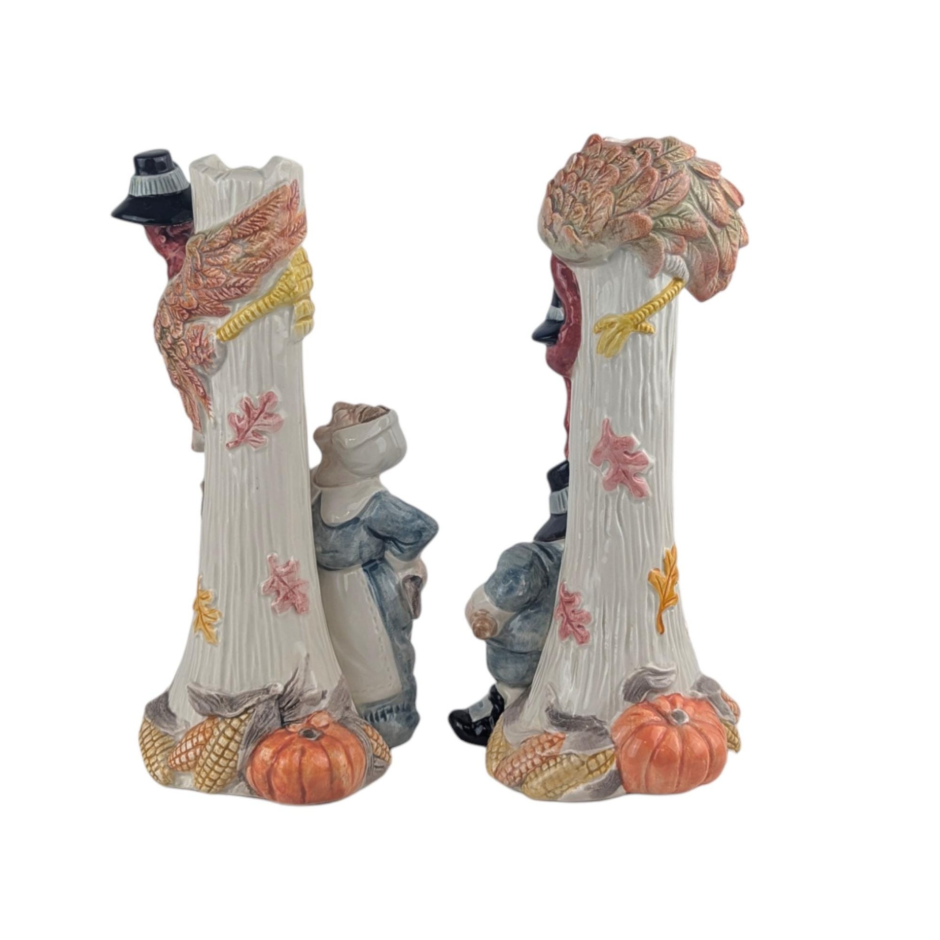 Vintage Fitz and Floyd Pilgrim Candle Holders: 1990 Thanksgiving Centerpiece