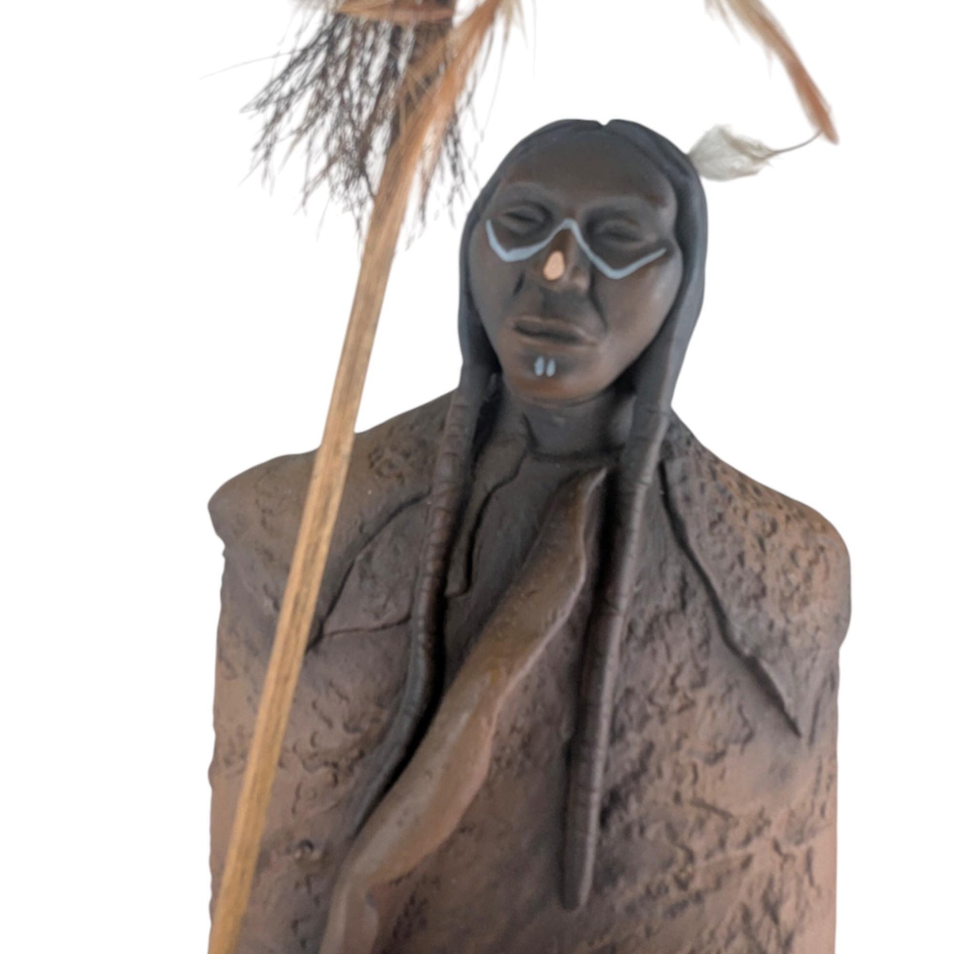 Vintage Warrior Figure with Spear: JH Boone Co. Terracotta Statue