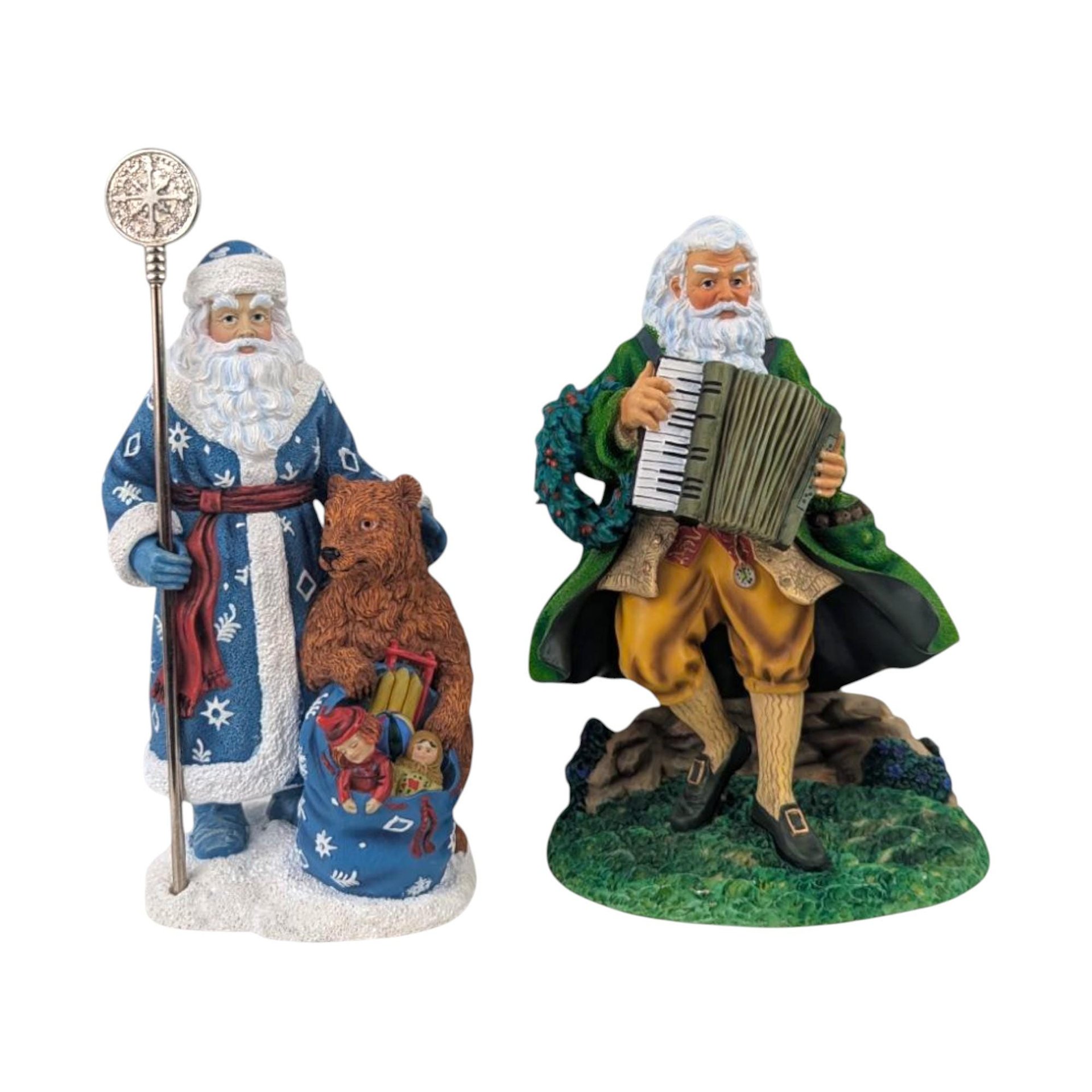 Vintage Pipka Santa Set: Russian and Irish Limited Edition Holiday Figurines