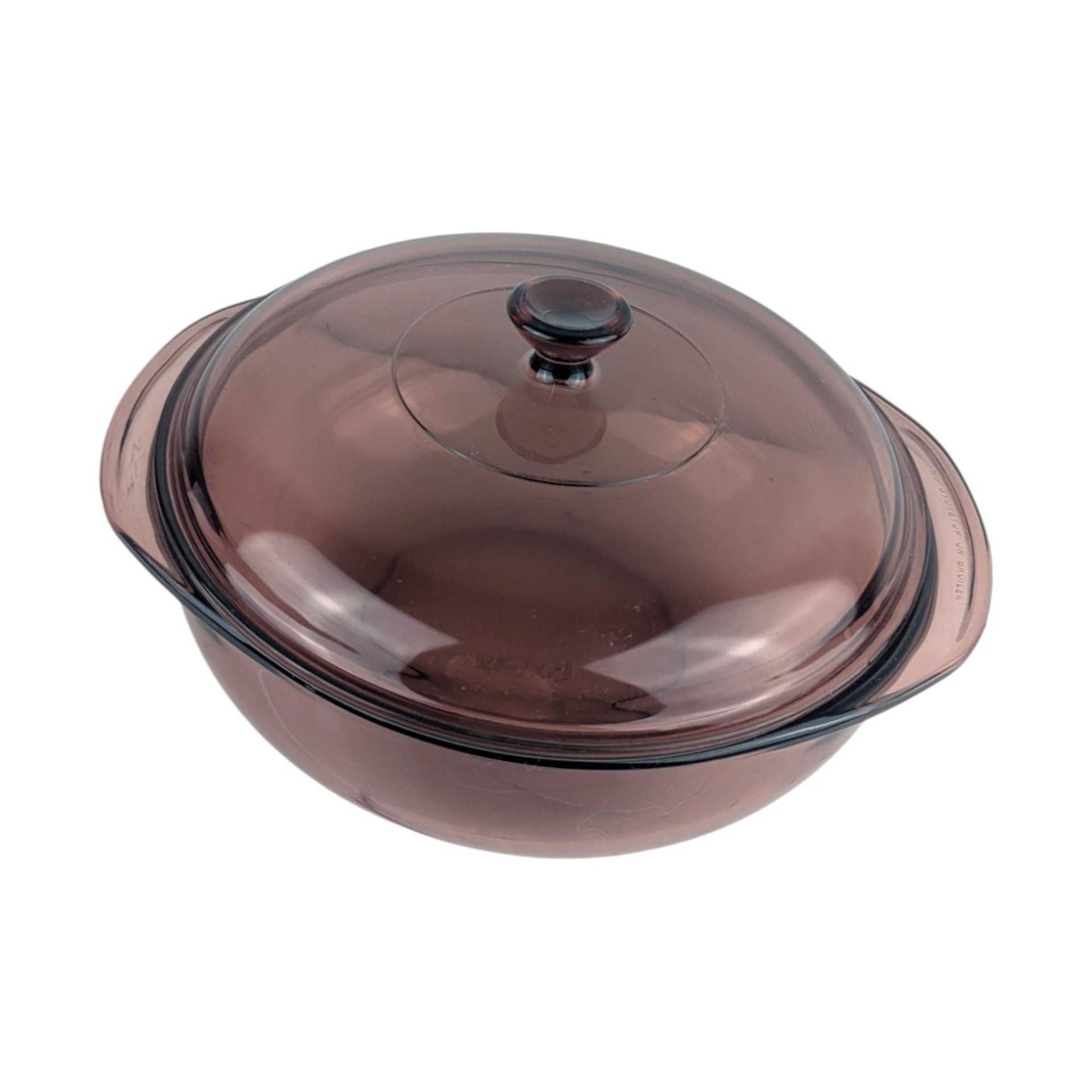 Vintage Pyrex 2 Quart Casserole Dish: Smokey Purple Glass Bakeware with Lid