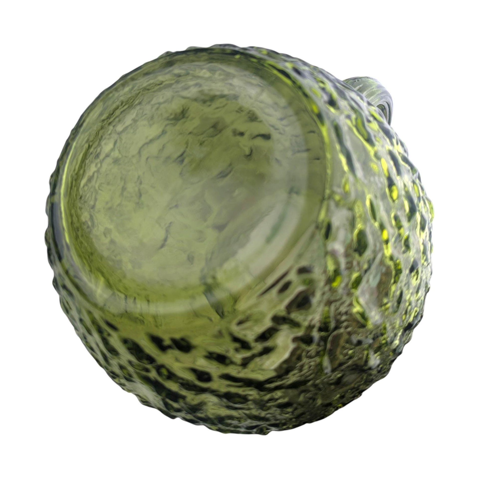 Vintage Green Glass Pitcher: Anchor Hocking Soreno, Mid Century Avocado Glass